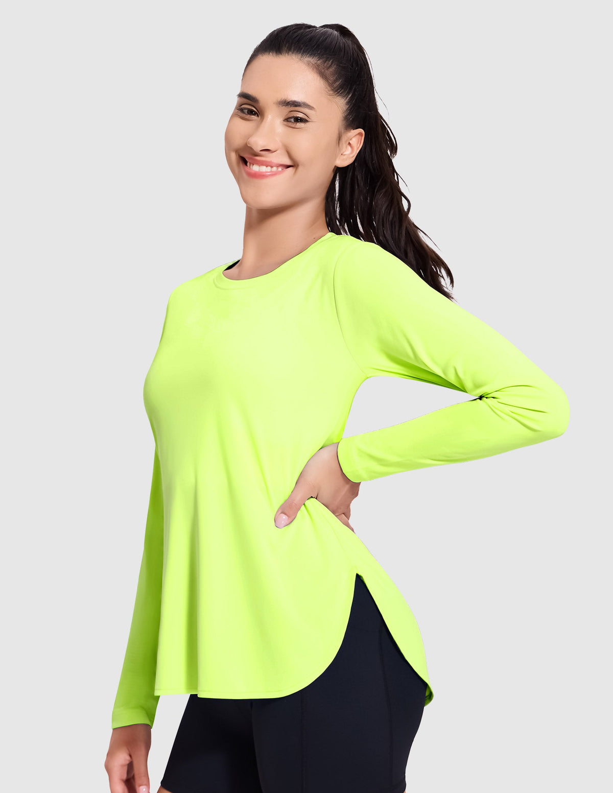 MIER Women's UPF 50 Plus Long Sleeve Running Shirt Sun Protection and Style Women Active Shirt Green / XS