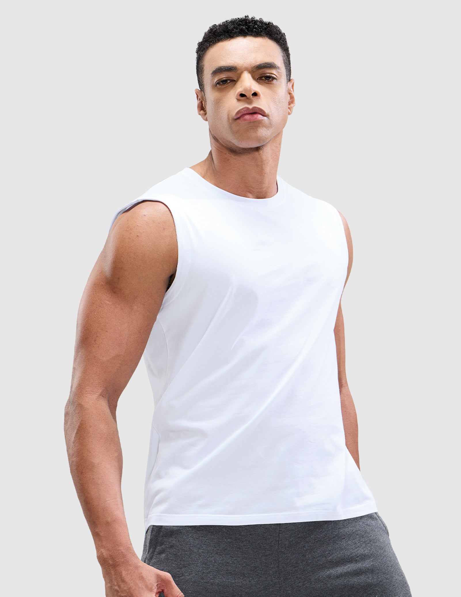 MIER Cotton Blend Running Tank for Men Stretchable and Moisture Wicking Men's Tank Top