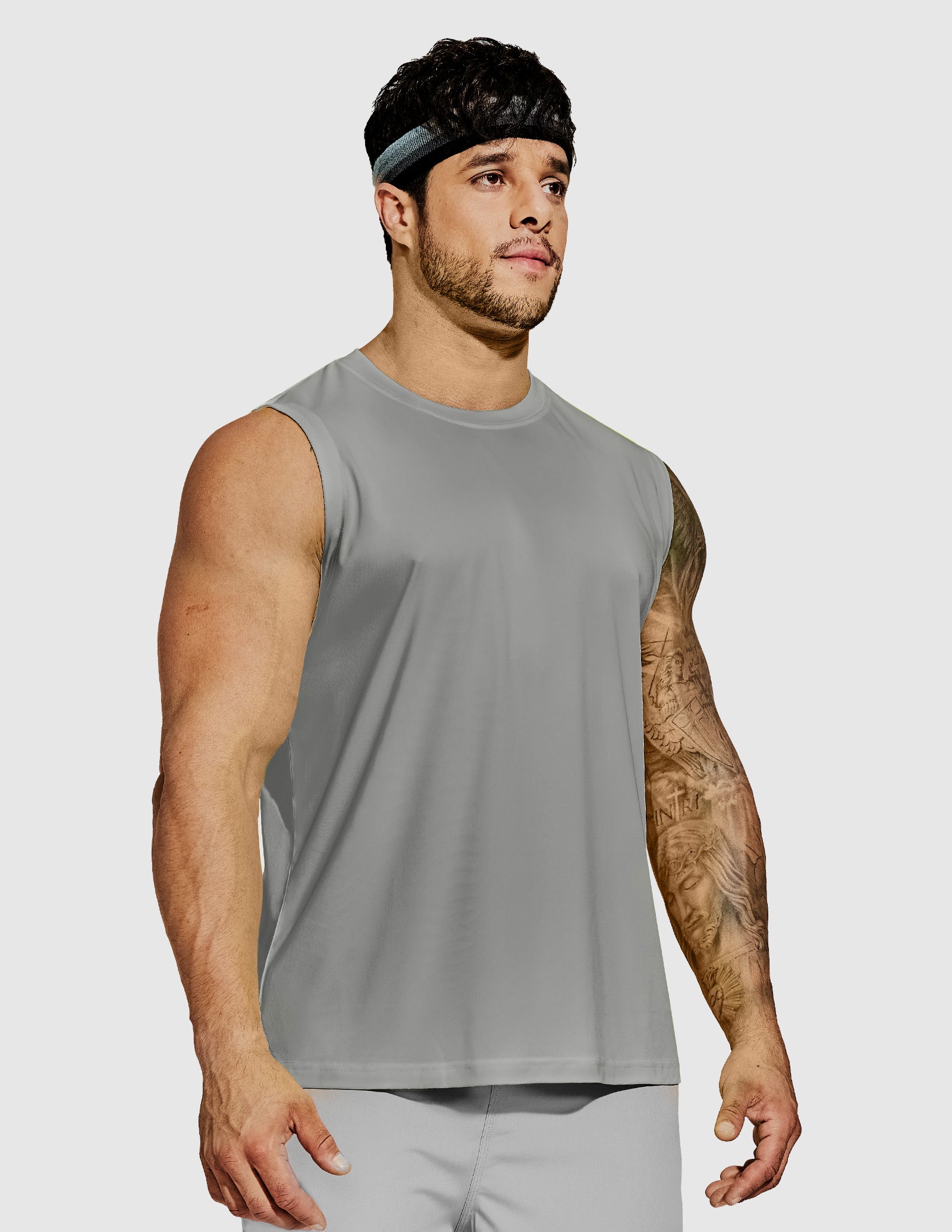 MIER Men’s Workout Tank Top Quick Dry UPF 50+ Sleeveless Gym Running Training Tee Men's Tank Top Grey / S