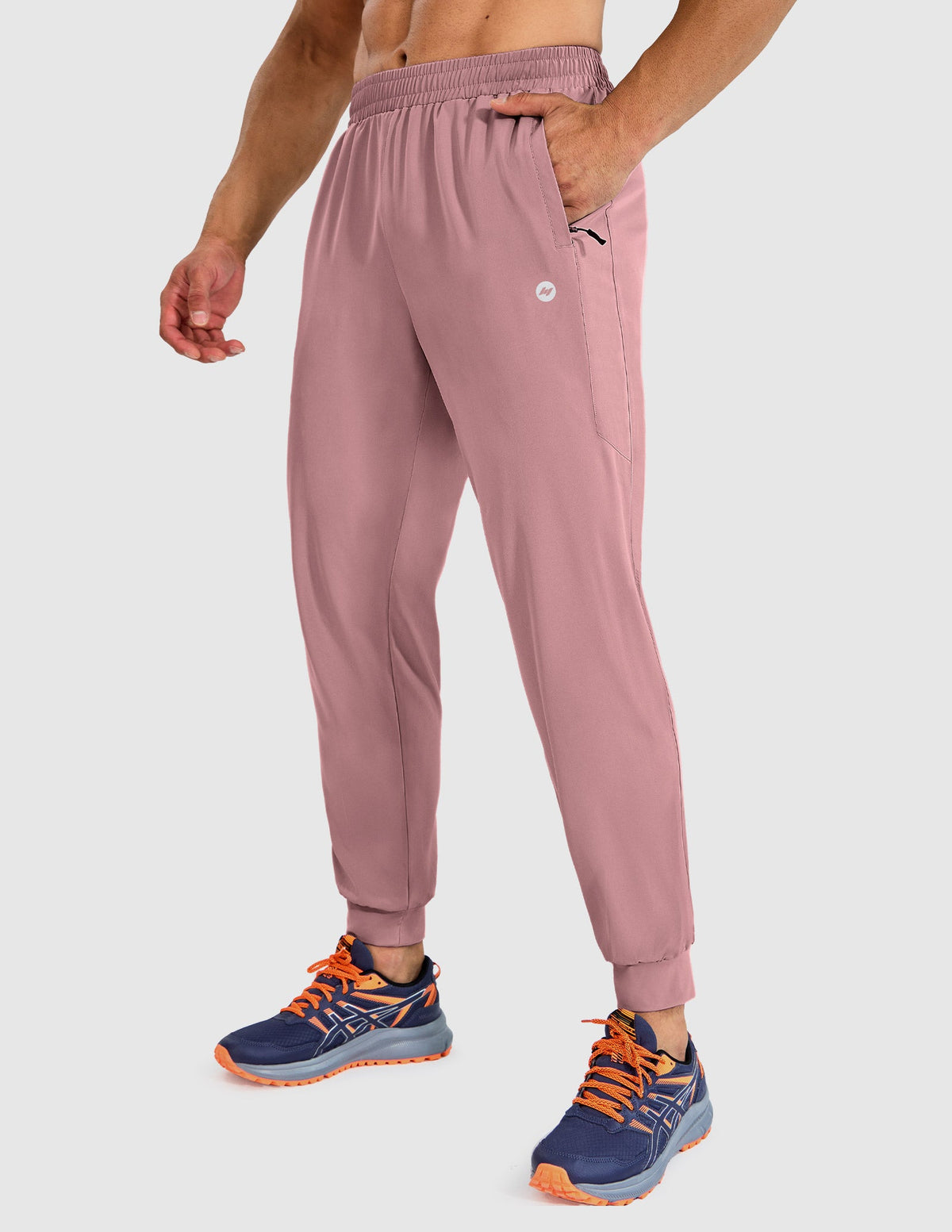 MIER Men's Recycled Quick Dry Running Pants with Zipper Pockets Men's Train Pants Dusty Pink / S