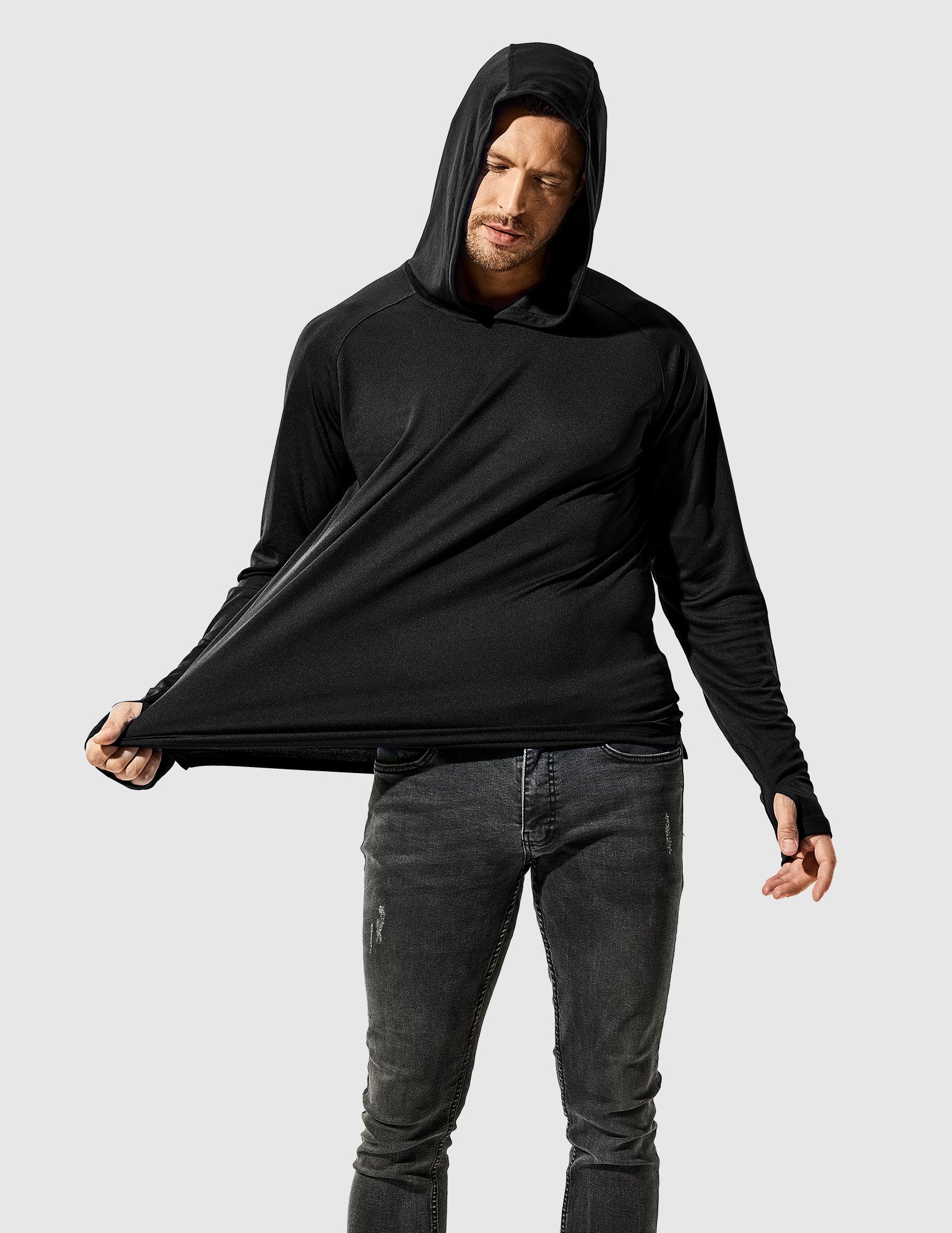 Men's UPF 50+ Sun Protection Hoodie SPF Thumbhole Shirts