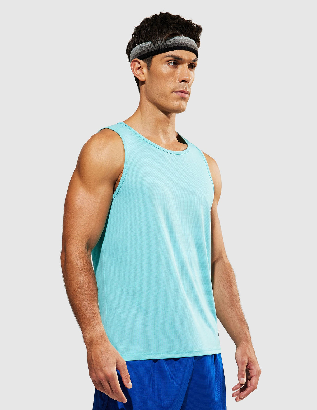 MIER Summer Running Tank Top Lightweight and Sweat Wicking Men's Tank Top Light Blue / S