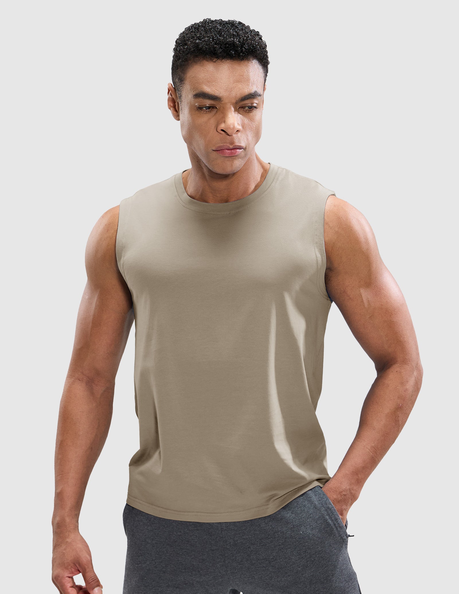 MIER Cotton Blend Running Tank for Men Stretchable and Moisture Wicking Men's Tank Top