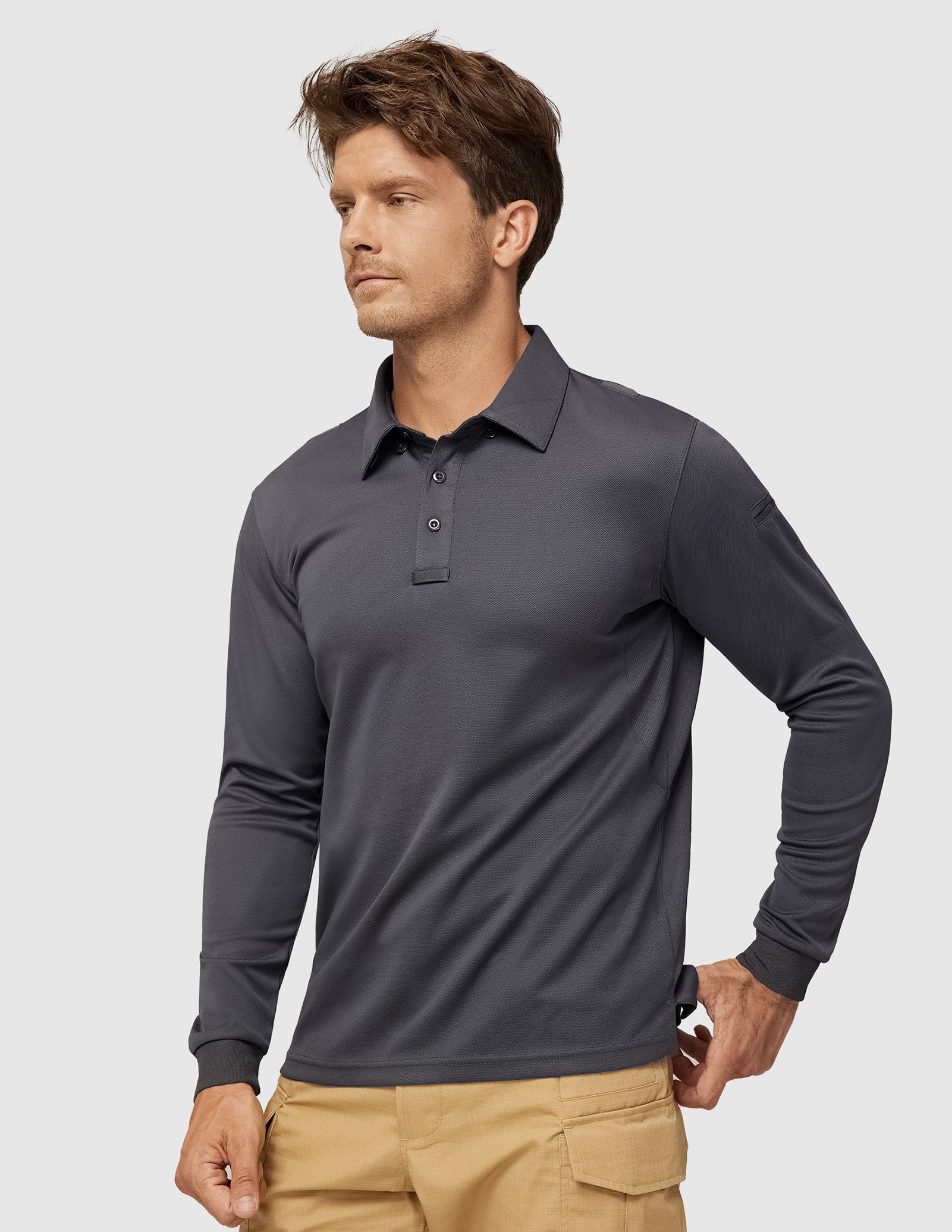 Men's Outdoor Tactical Long Sleeve Polo Shirts Quick Dry