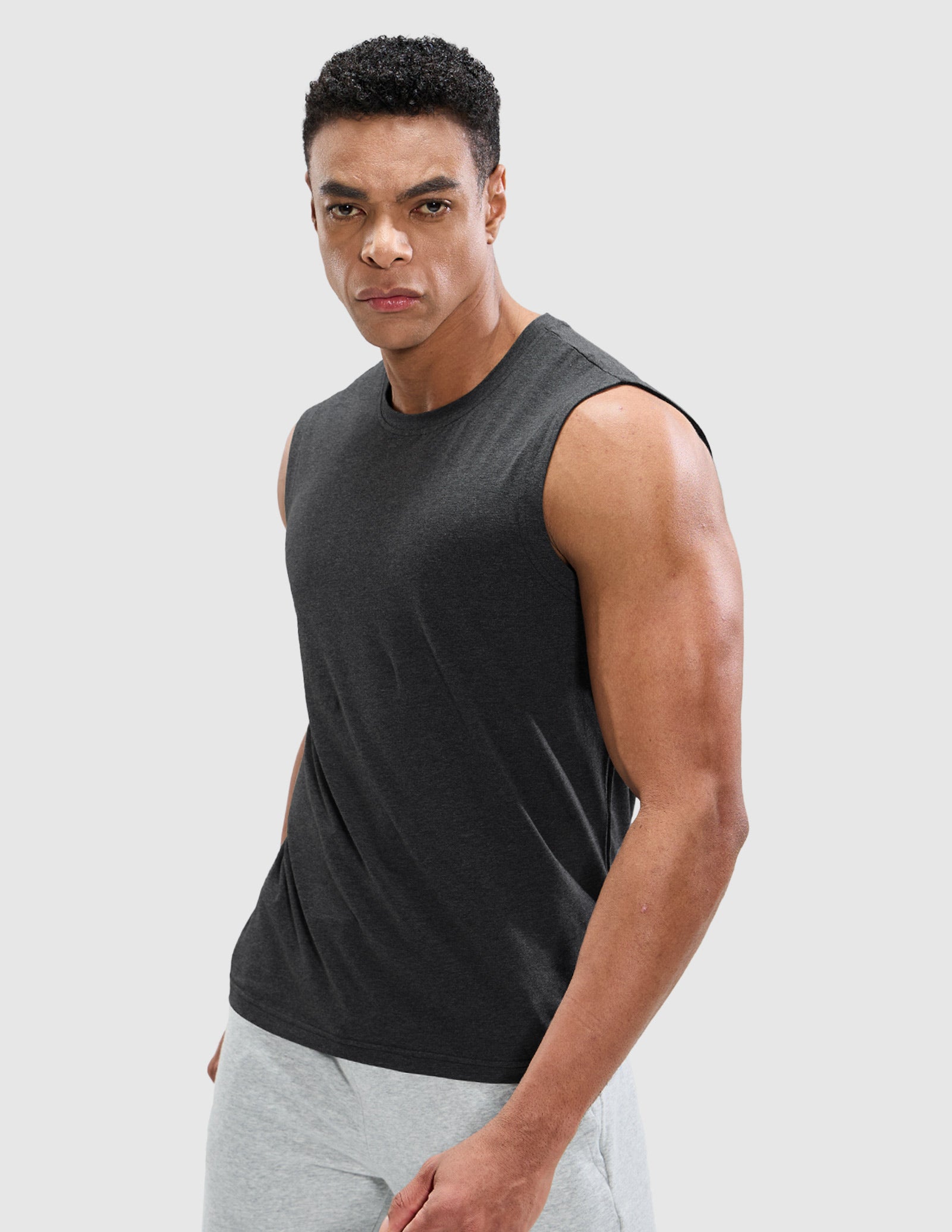 MIER Cotton Blend Running Tank for Men Stretchable and Moisture Wicking Men's Tank Top