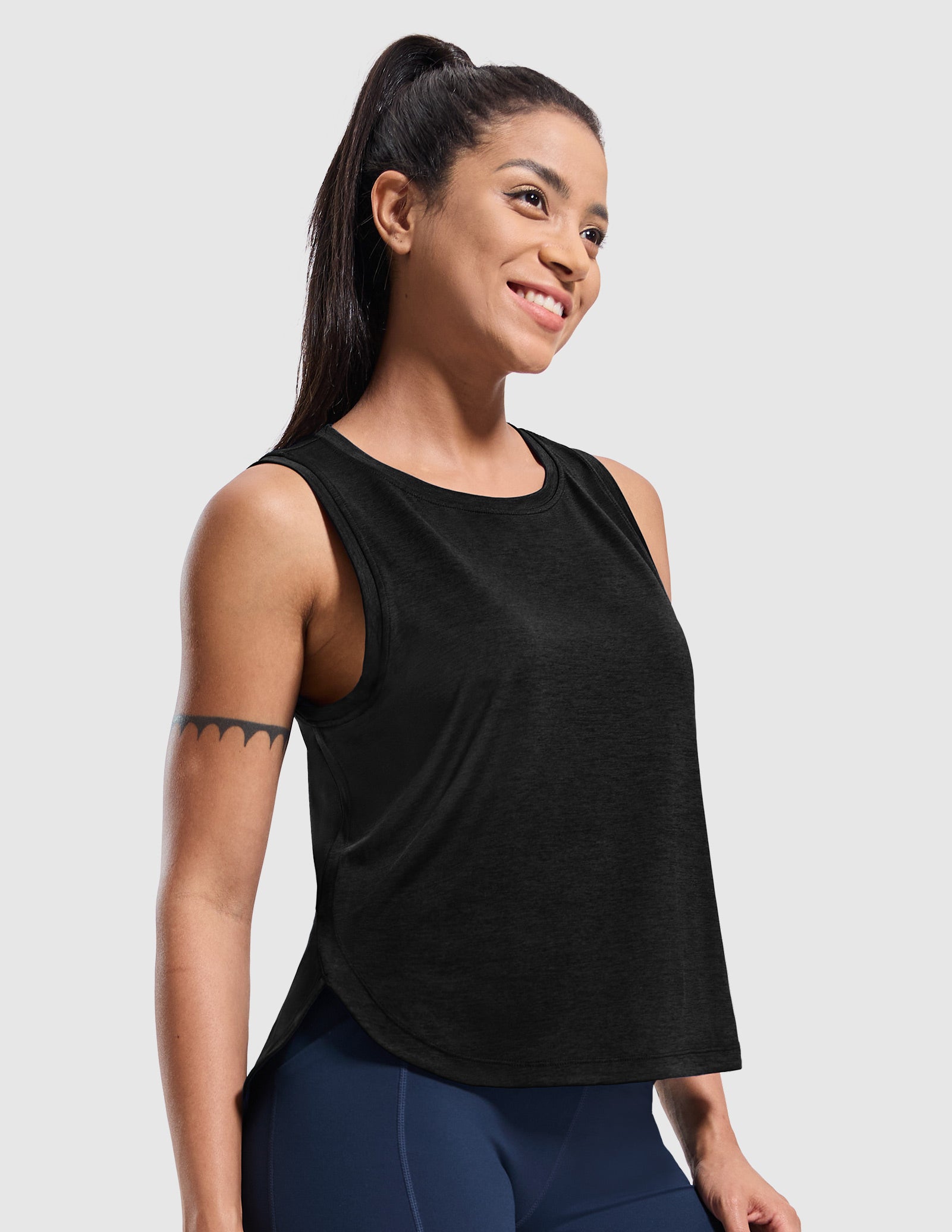 MIER Athletic Running Tank with Side Slits Breathable and Durable Women Tank Top Black / XS