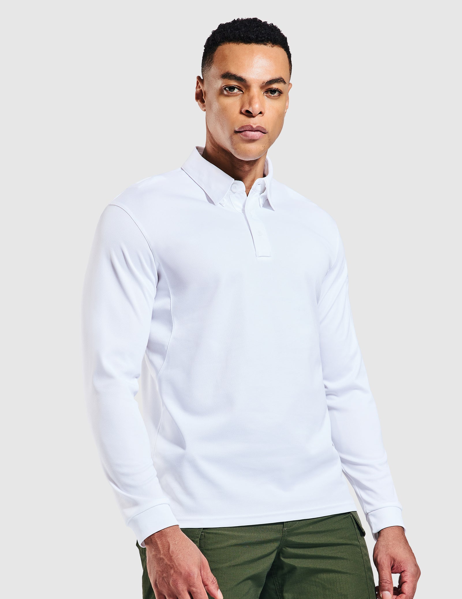 MIER Men’s Outdoor Tactical Long Sleeve Polo Shirts  Men Polo White / S