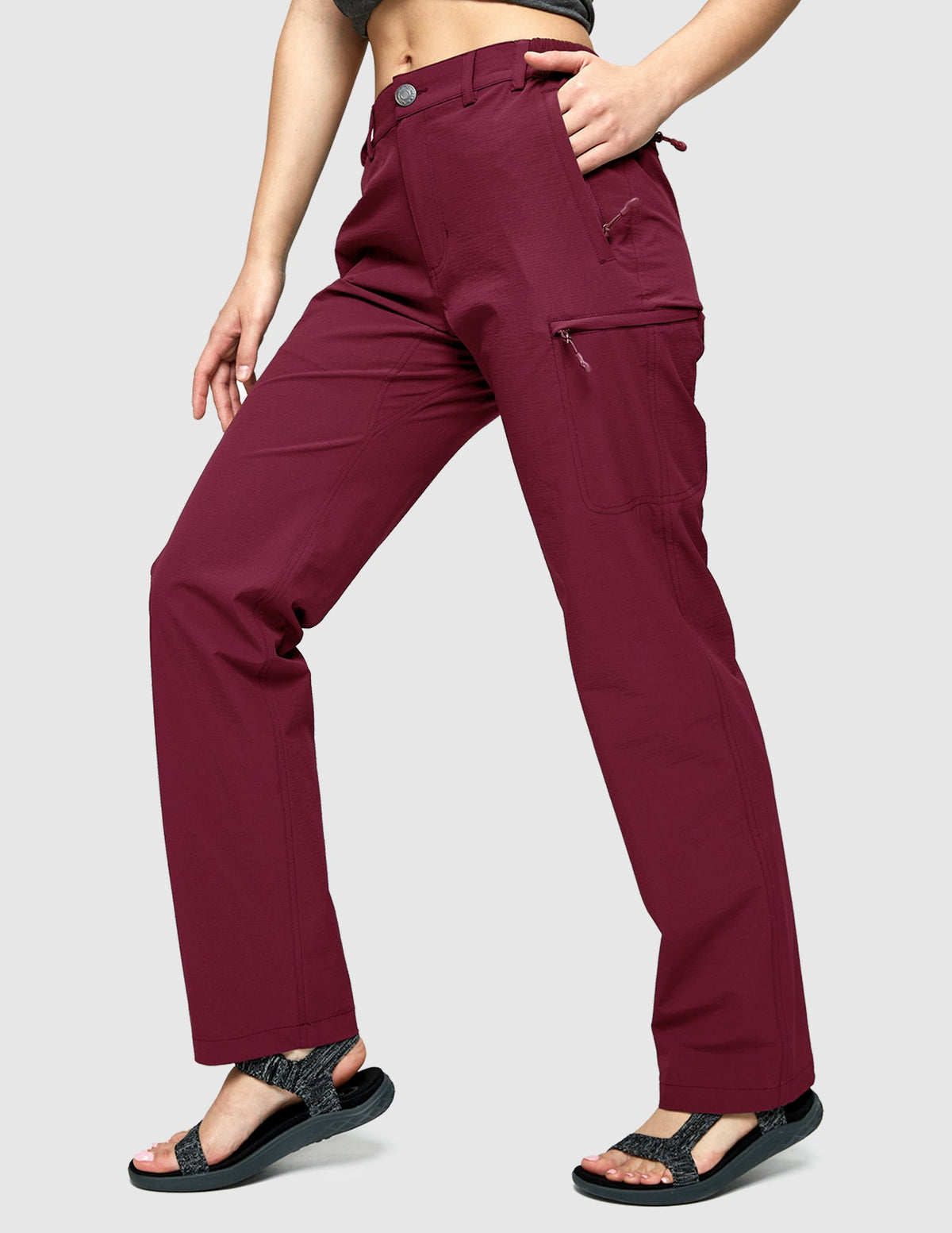 MIER Women Quick Dry Cargo Pants Tactical Hiking Pants Women Hiking Pants Maroon / 2