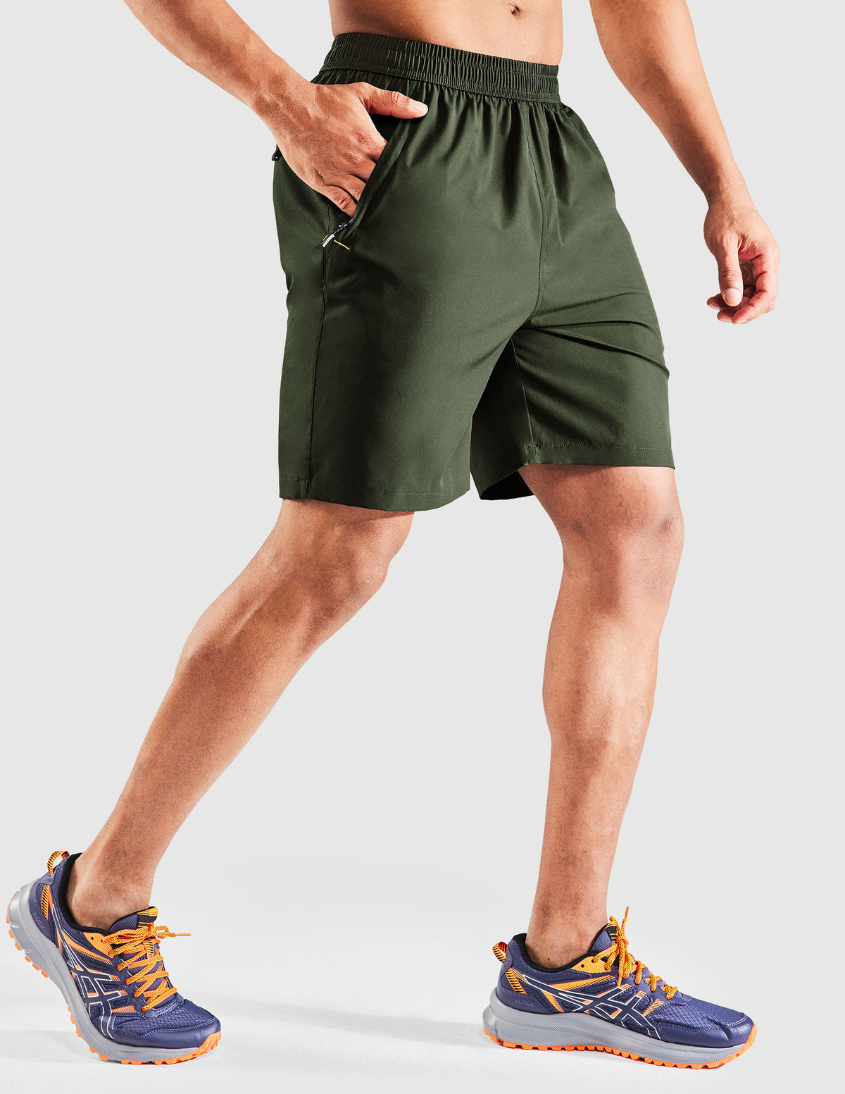 MIER Men's 7 Inch Quick Dry Running Shorts with Phone Pocket Men's Shorts Army Green / S