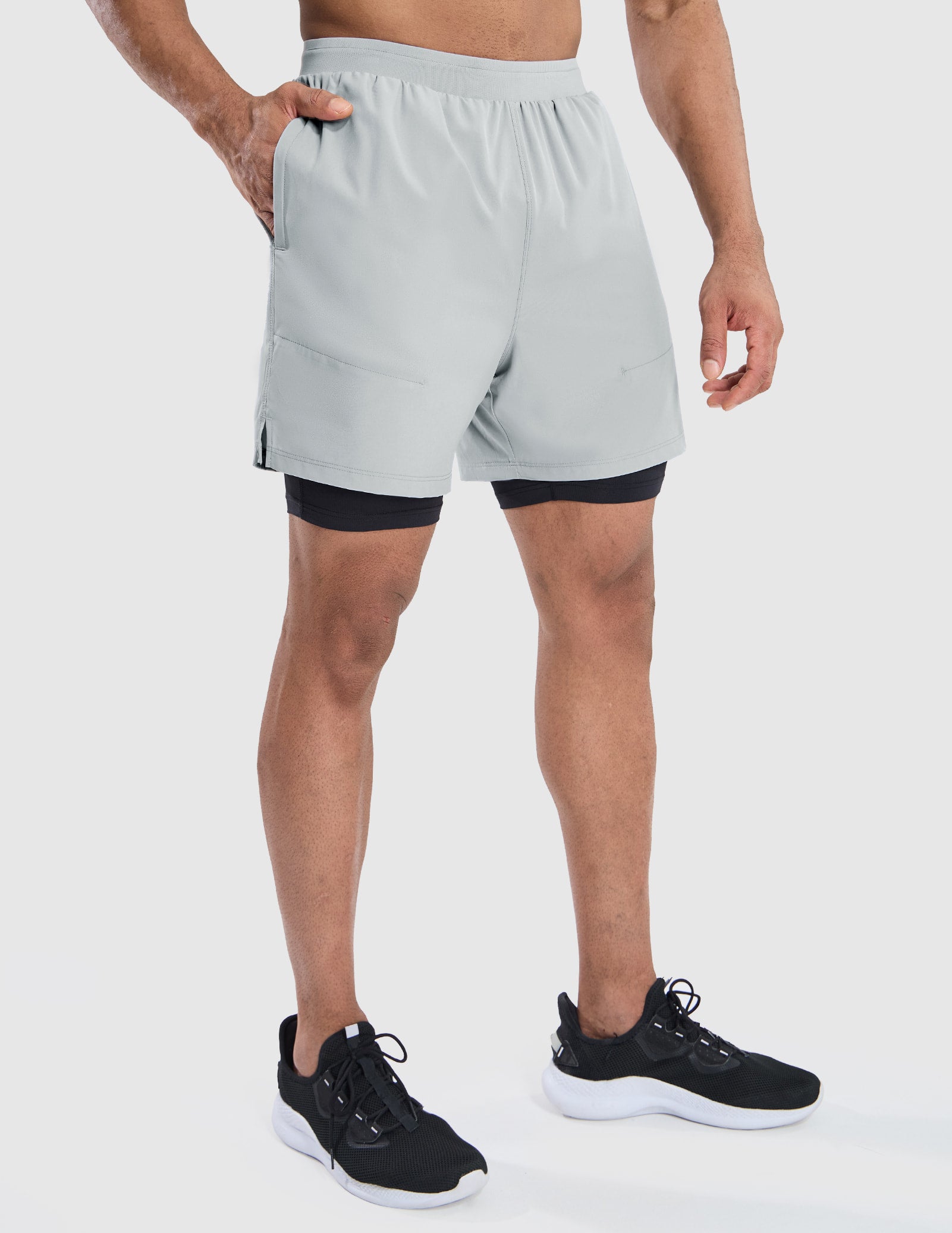 Men's 2 in 1 Running Shorts with Liner 5" Quick Dry Athletic Shorts