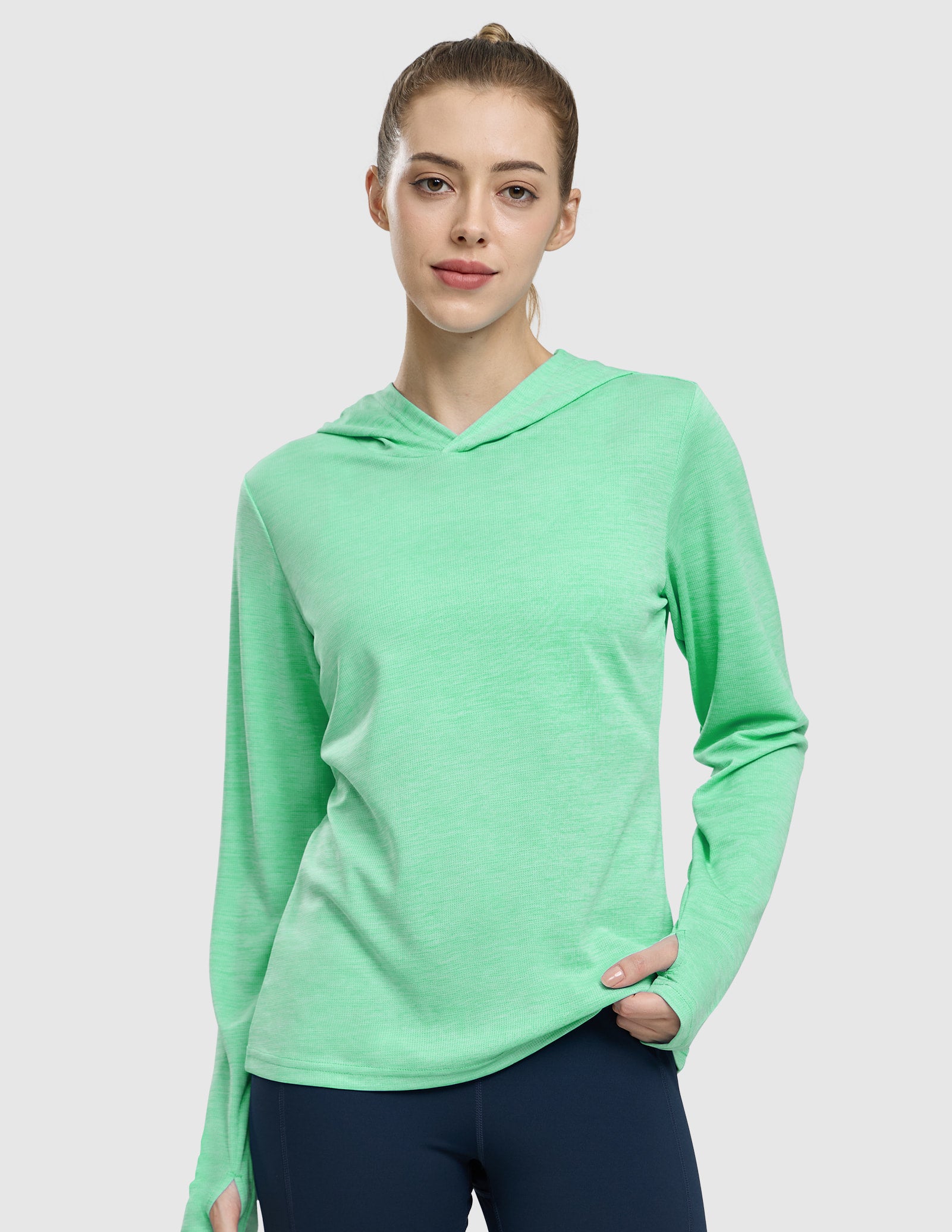 MIER Women's Long Sleeve Hooded Sun Shirt UPF 50+ Performance Hoodie Women Shirts Heather Light Green / XS