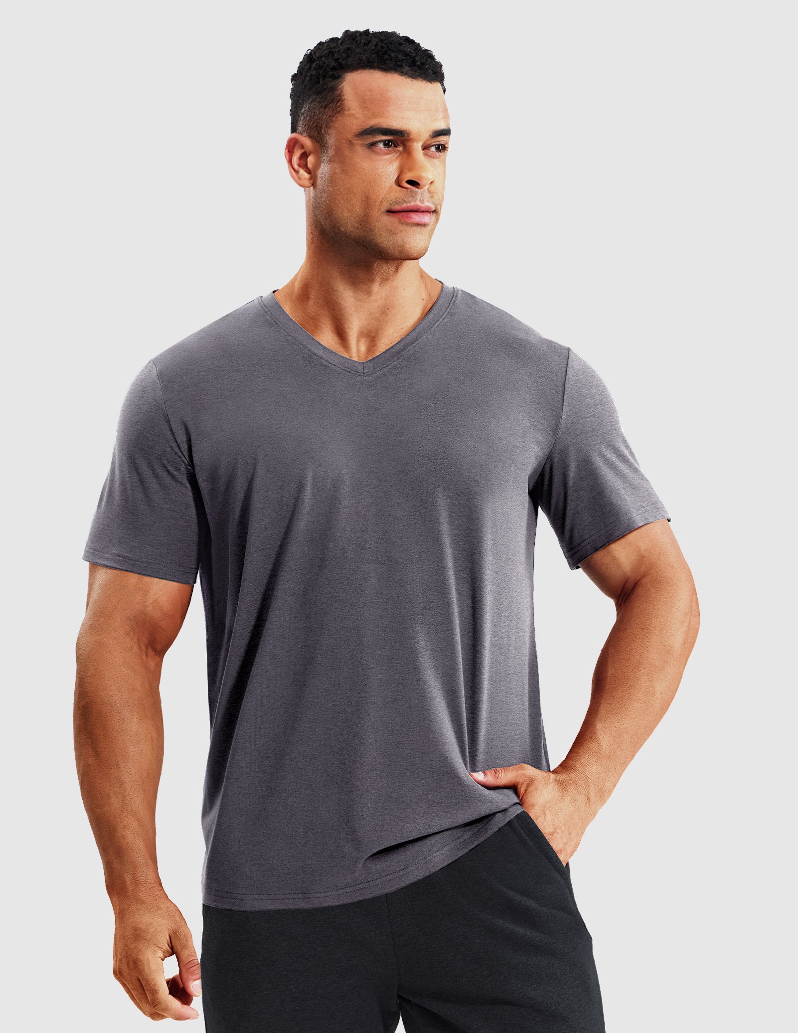 MIER Men’s Buttery Soft Dry Fit V-Neck Workout T-Shirt Men's Shirt