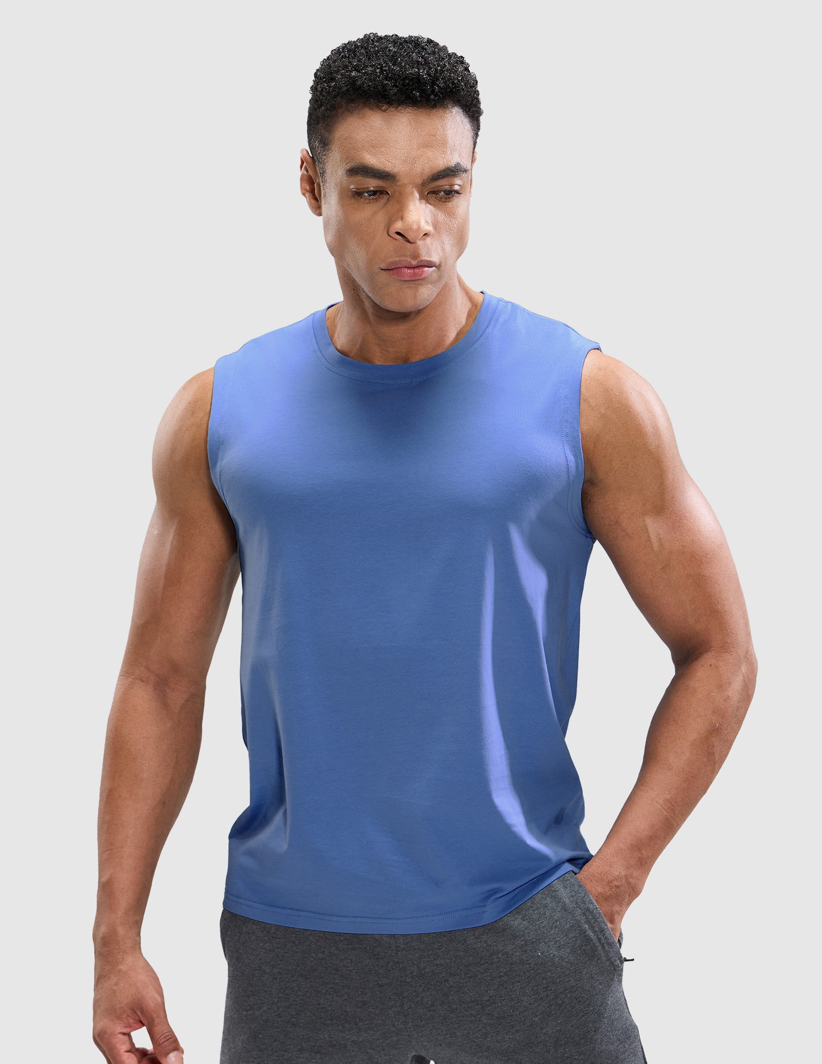 MIER Cotton Blend Running Tank for Men Stretchable and Moisture Wicking Men's Tank Top