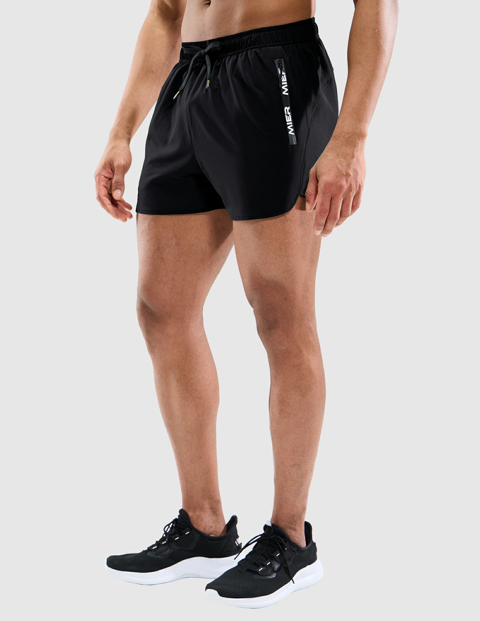 MIER Men's 3 Inch Dry Fit Running Shorts with Brief Liner Men's Shorts Black / XS