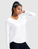 MIER Women’s Long Sleeve Workout Top UPF 50+ V-Neck Dry Fit Running Shirt Women Active Shirt