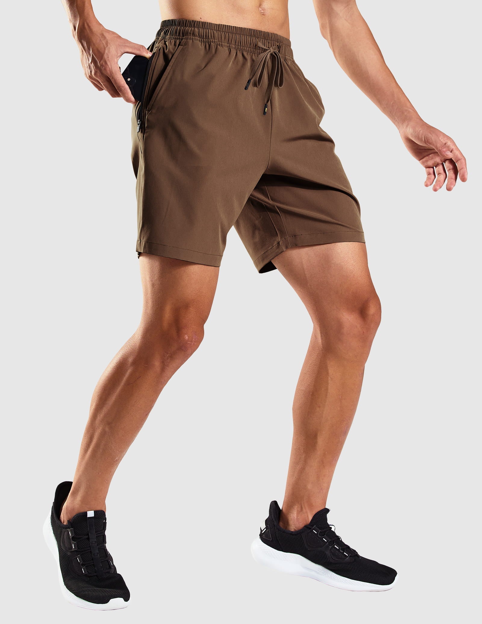 Men's 7 Inch Quick-Dry Running Shorts with Zipper Pockets