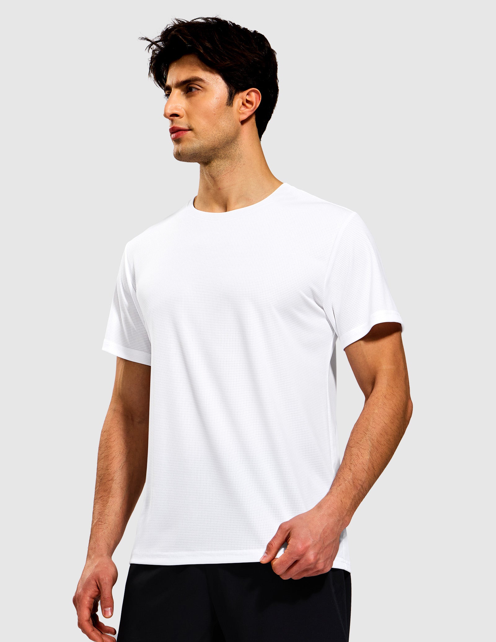 MIER Men's Running T-Shirt Dry Fit Workout Tee Men's Shirt White / S