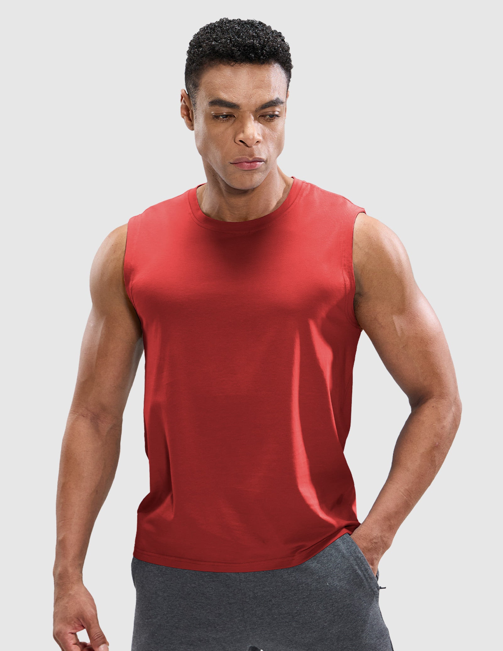 MIER Cotton Blend Running Tank for Men Stretchable and Moisture Wicking Men's Tank Top