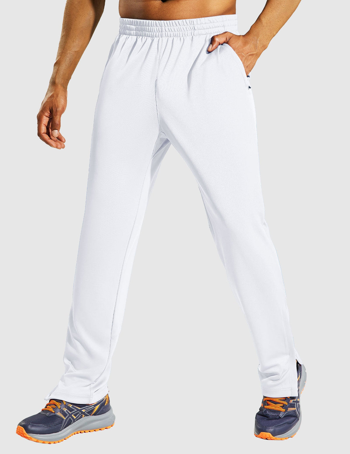 MIER Men's Stretch Athletic Joggers for Running and Gym Men's Train Pants White / S