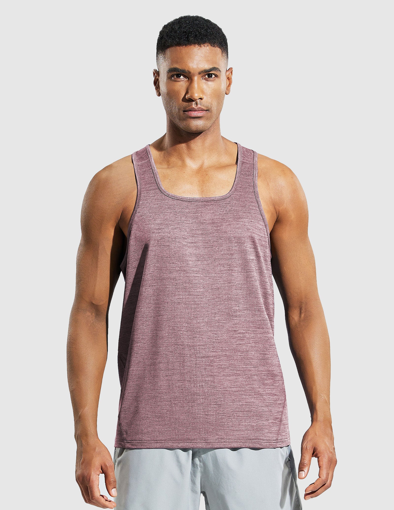 MIER Men’s Sleeveless Running Shirt Quick Dry and Breathable Men's Tank Top Heather Dusty Pink / S