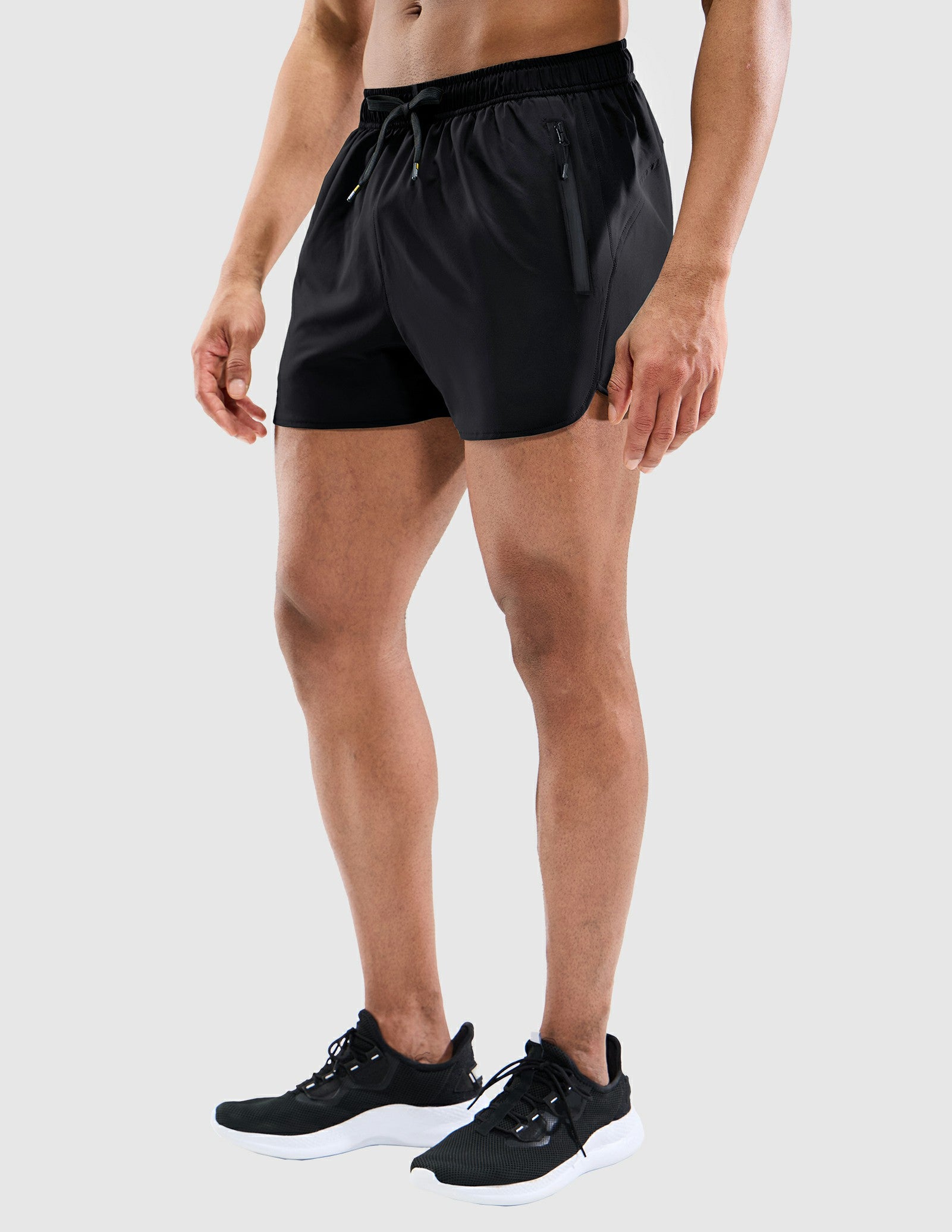 MIER Men's 3 Inch Dry Fit Running Shorts with Brief Liner Men's Shorts Solid Black / XS