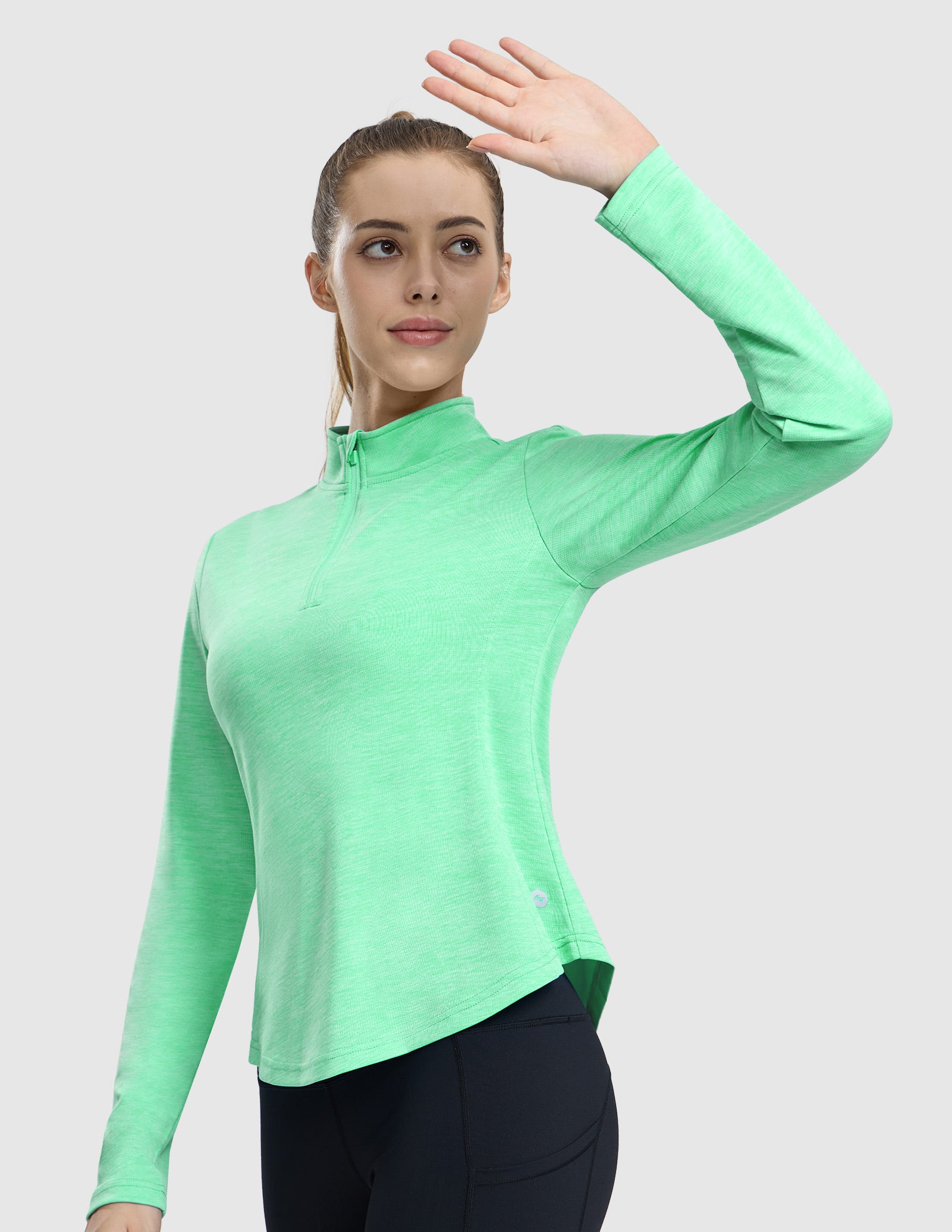 MIER Women's Quarter Zip Long Sleeve Running Shirt with UPF 50+ Women Active Shirt