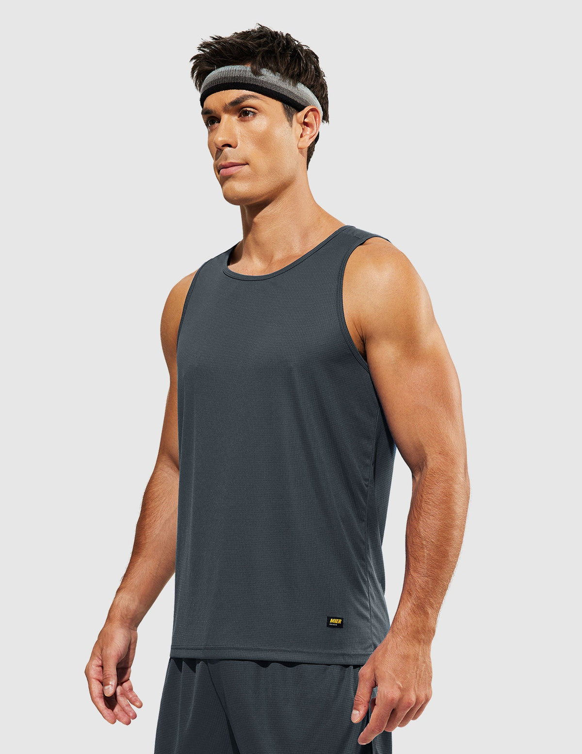 MIER Summer Running Tank Top Lightweight and Sweat Wicking Men's Tank Top Dark Grey / S