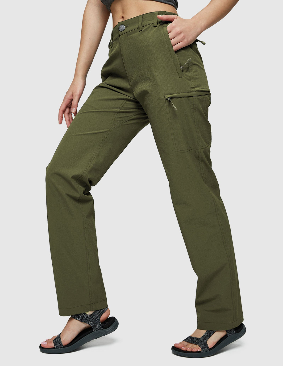 MIER Women Quick Dry Cargo Pants Tactical Hiking Pants Women Hiking Pants Army Green / 2