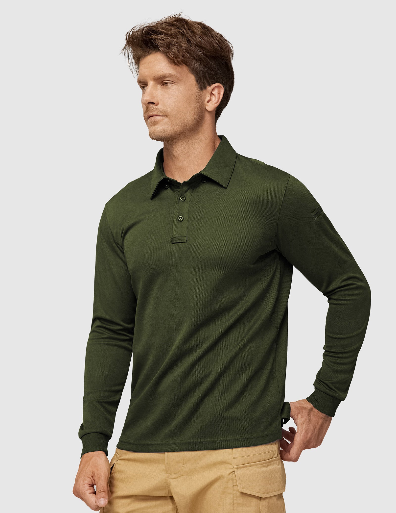 MIER Men’s Outdoor Tactical Long Sleeve Polo Shirts  Men Polo