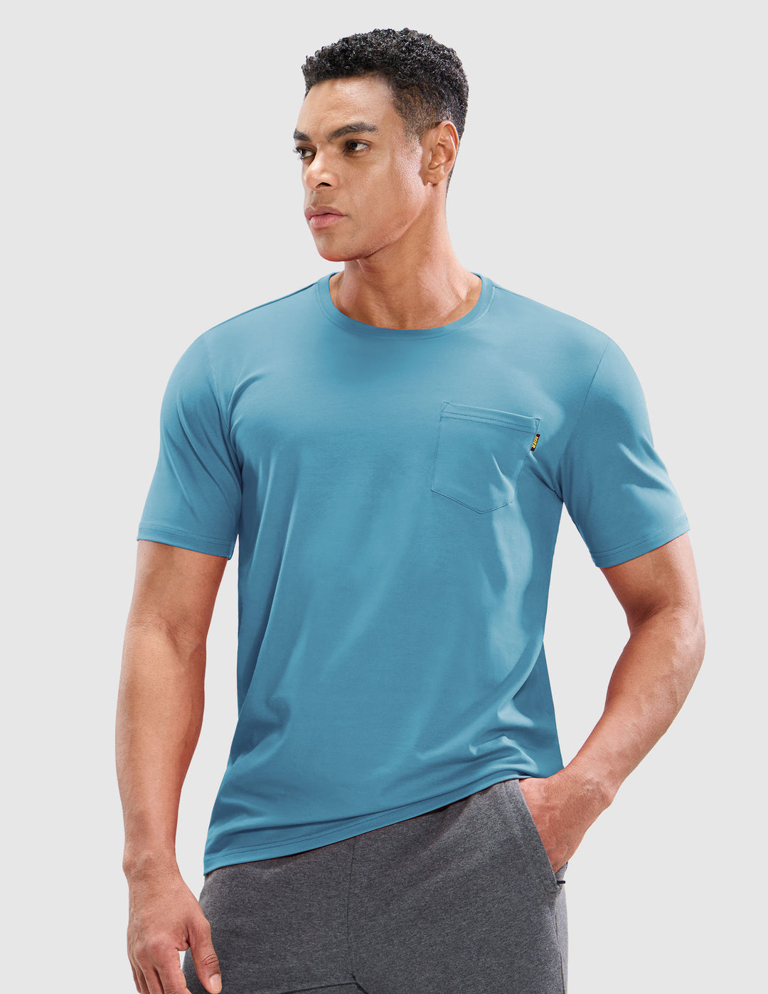 Men's Cotton T-Shirts with Pocket Soft Crewneck Tee