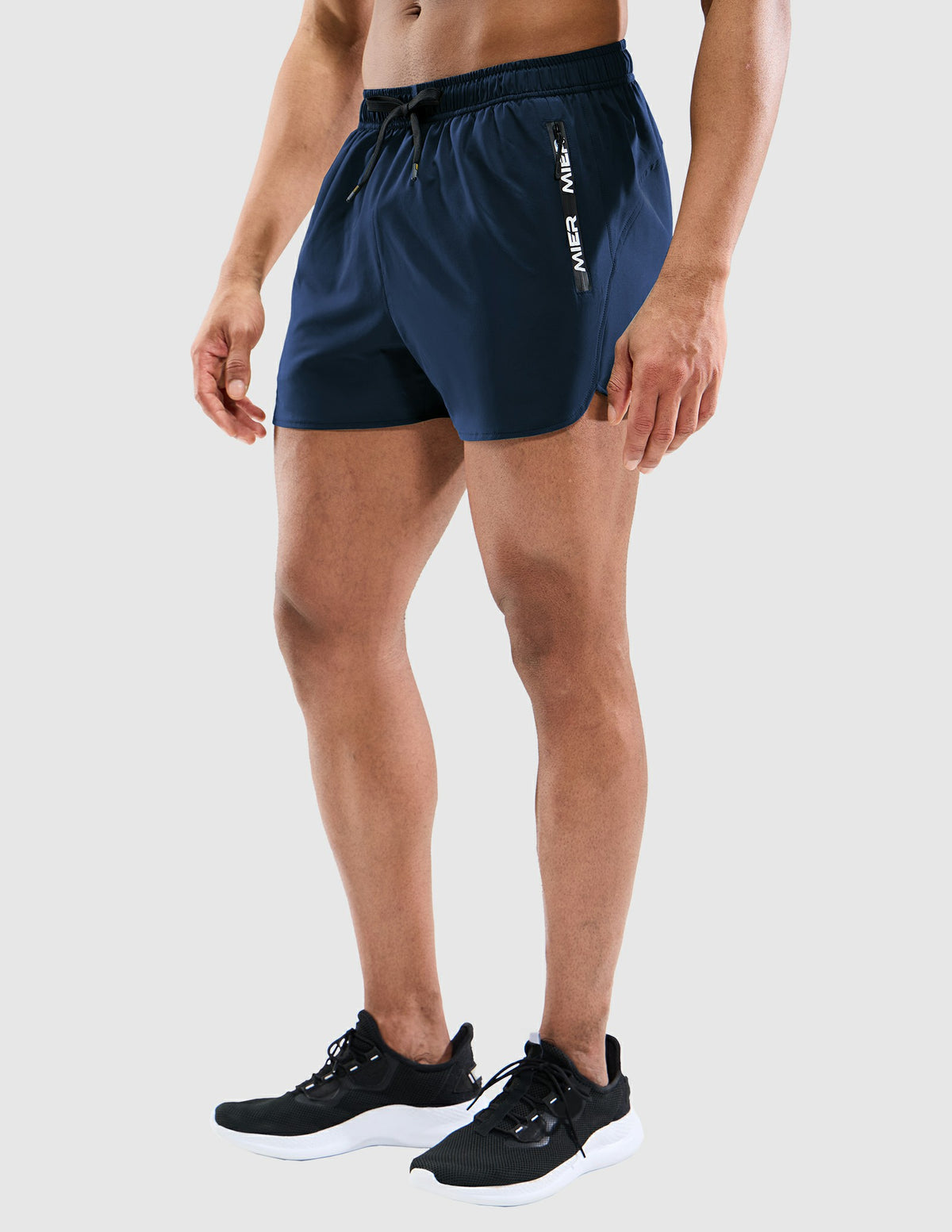 MIER Men's 3 Inch Dry Fit Running Shorts with Brief Liner Men's Shorts Navy / XS