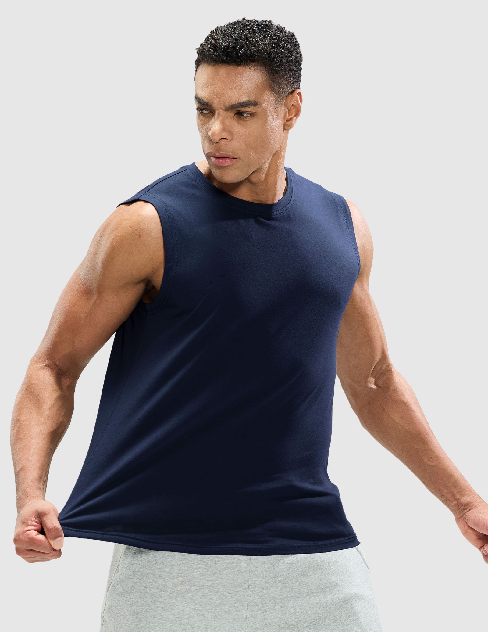 MIER Cotton Blend Running Tank for Men Stretchable and Moisture Wicking Men's Tank Top