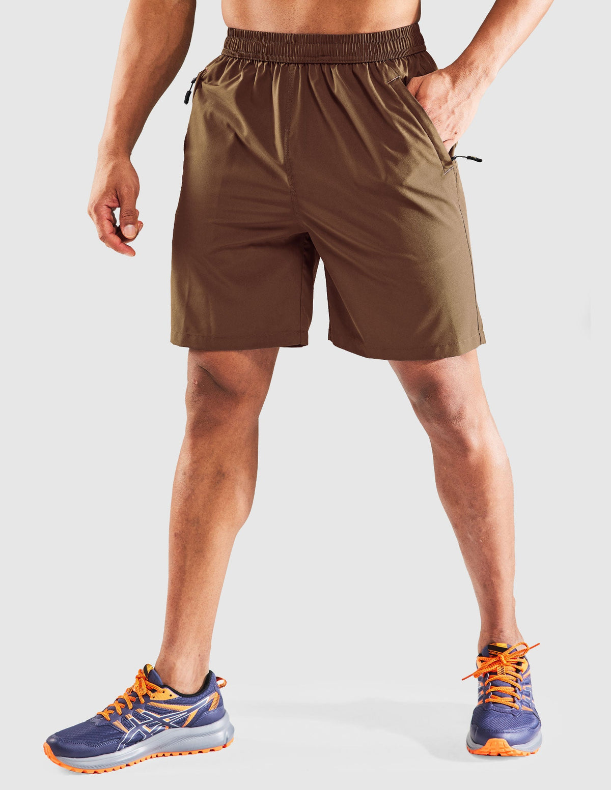 MIER Men's 7 Inch Quick Dry Running Shorts with Phone Pocket Men's Shorts Brown / S