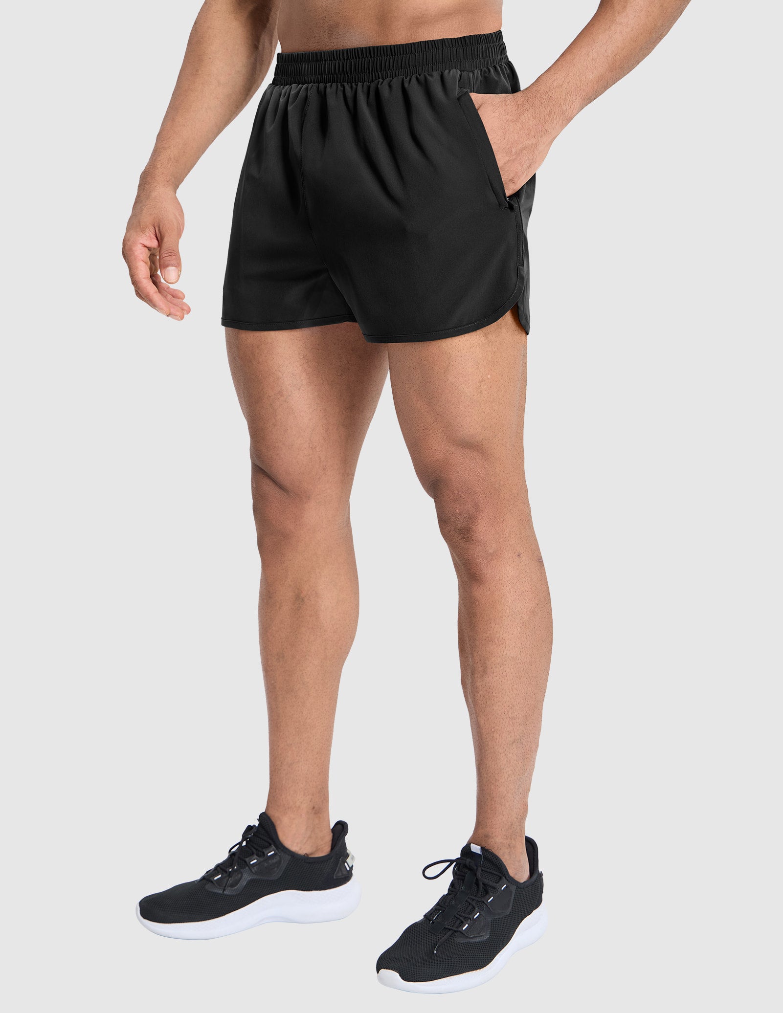 MIER Men's 3 Inch Marathon Running Shorts with Brief Liner Men's Shorts Black / XS