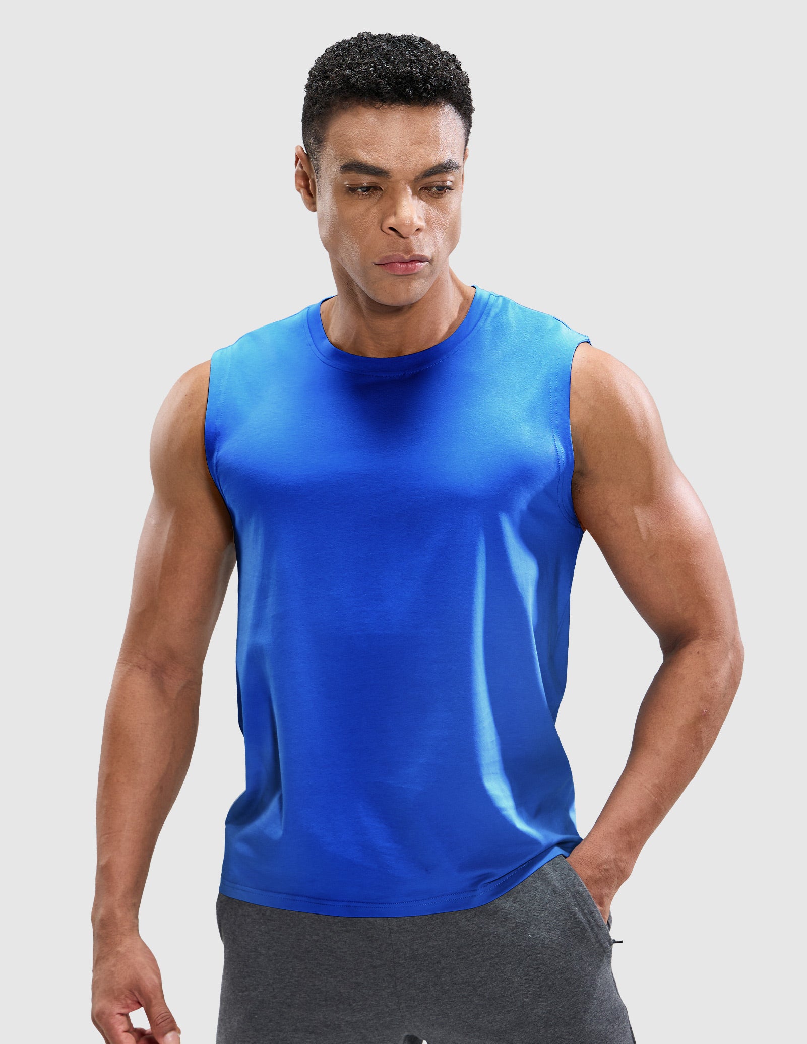 MIER Cotton Blend Running Tank for Men Stretchable and Moisture Wicking Men's Tank Top