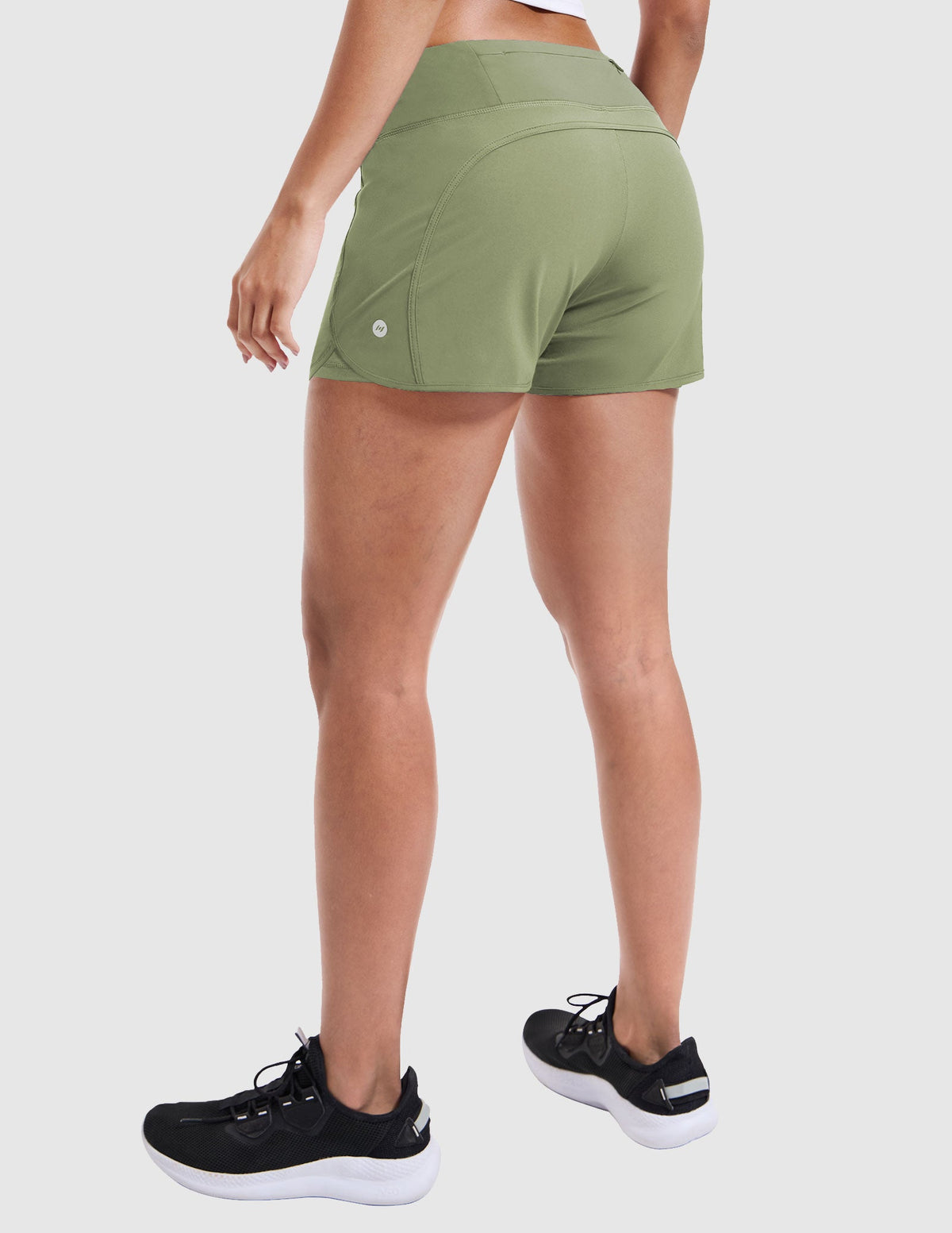 MIER Women's 2 in 1 Running Shorts with Liner and Zipper Pocket 3 Inch Women Shorts Sage Green / XS
