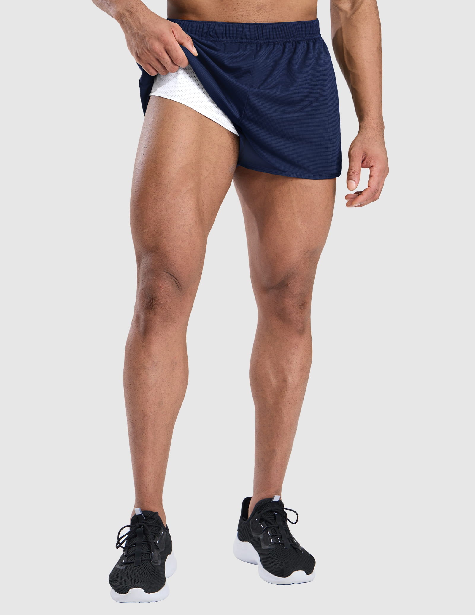 MIER Men s 3 Inch Running Shorts with Liner Zipper Pockets