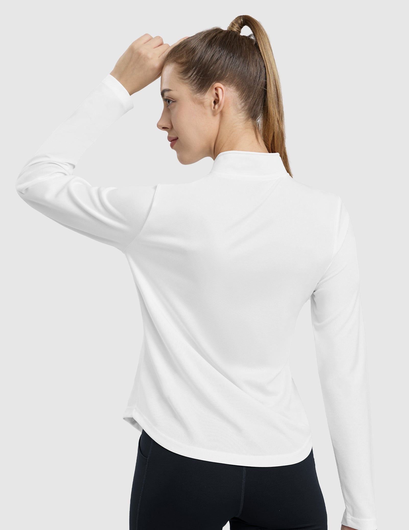 MIER Women's Quarter Zip Long Sleeve Running Shirt with UPF 50+ Women Active Shirt