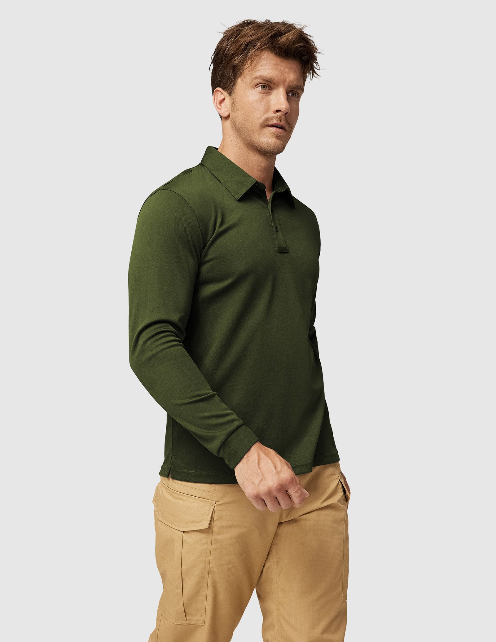 MIER Men’s Outdoor Tactical Long Sleeve Polo Shirts  Men Polo