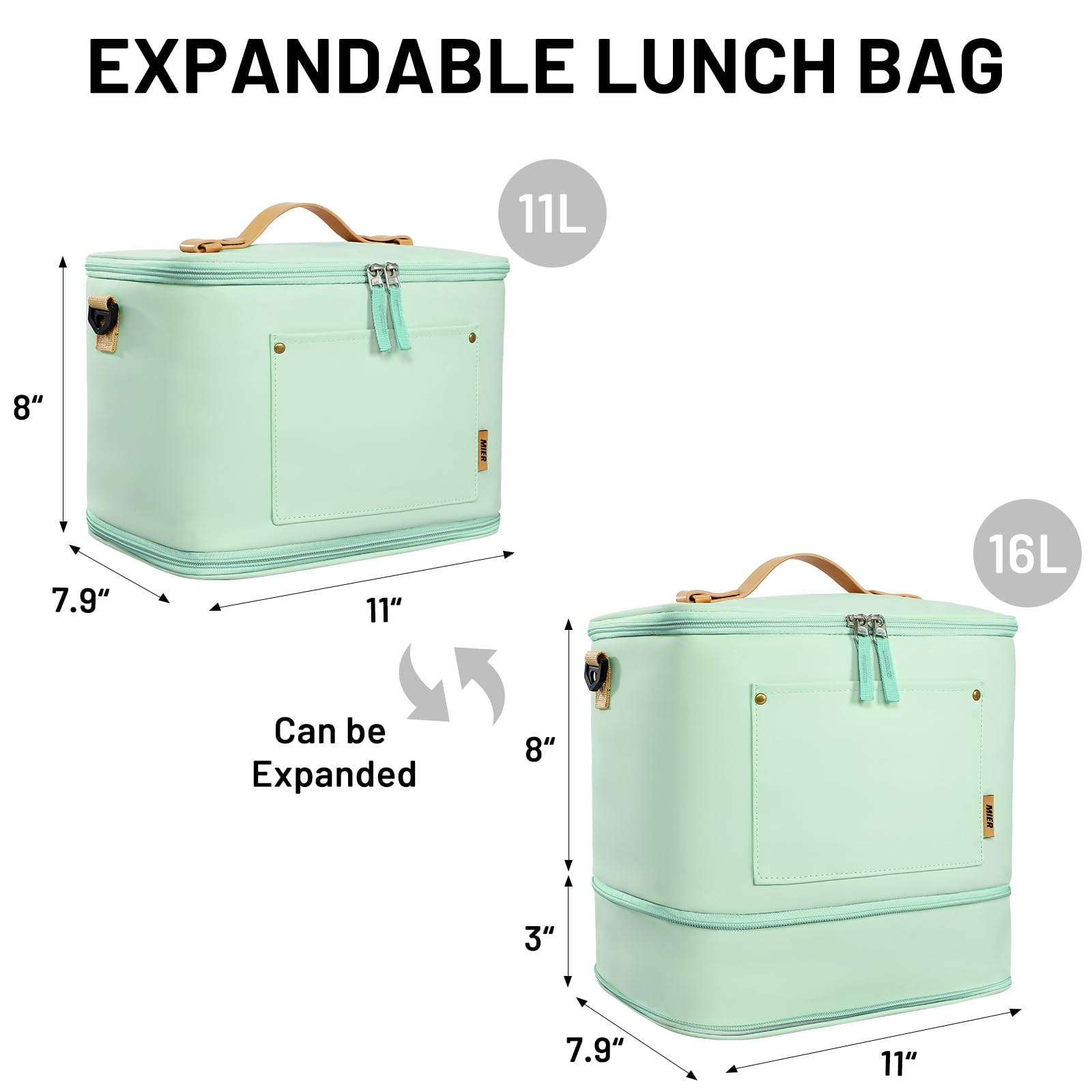 Large Lunch Box for Women Expandable Insulated Lunch Bag