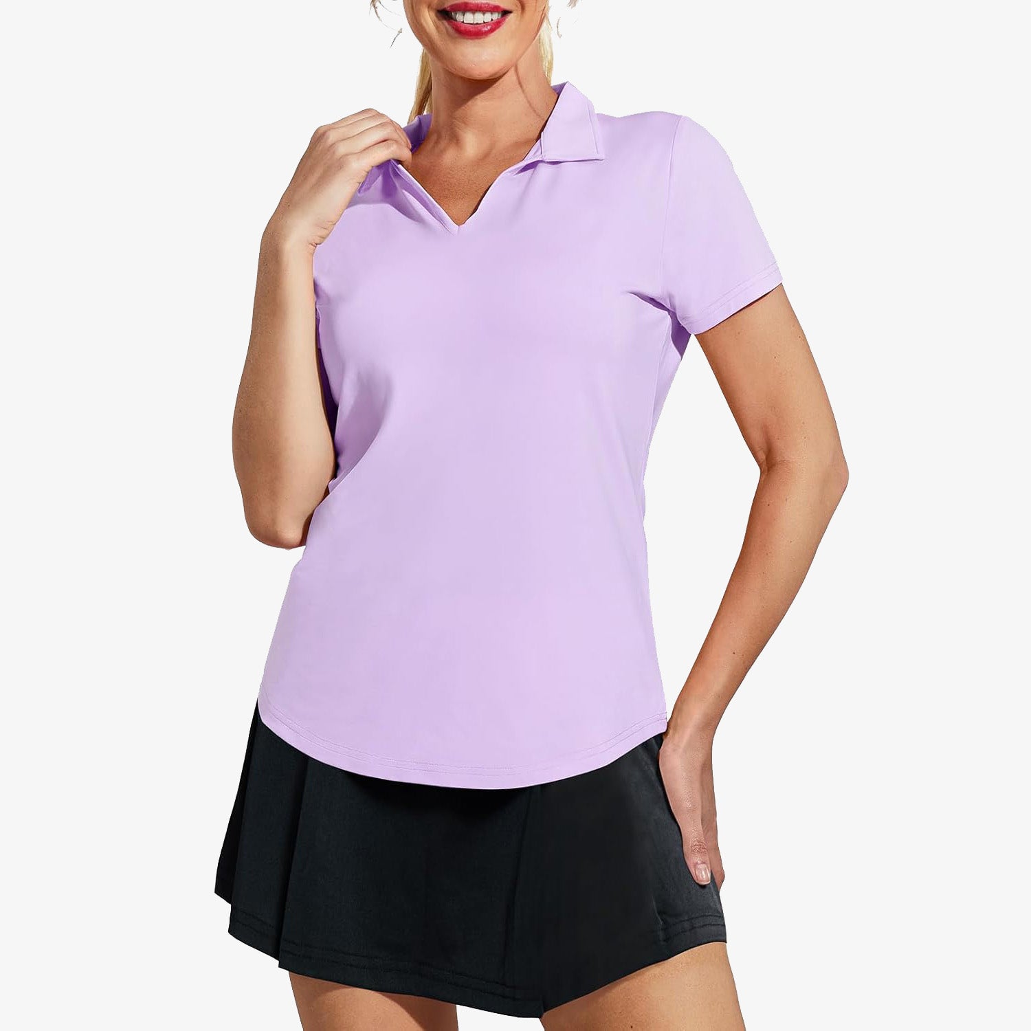 Polos de golf pour femmes Col en V à manches courtes Chemise de tennis