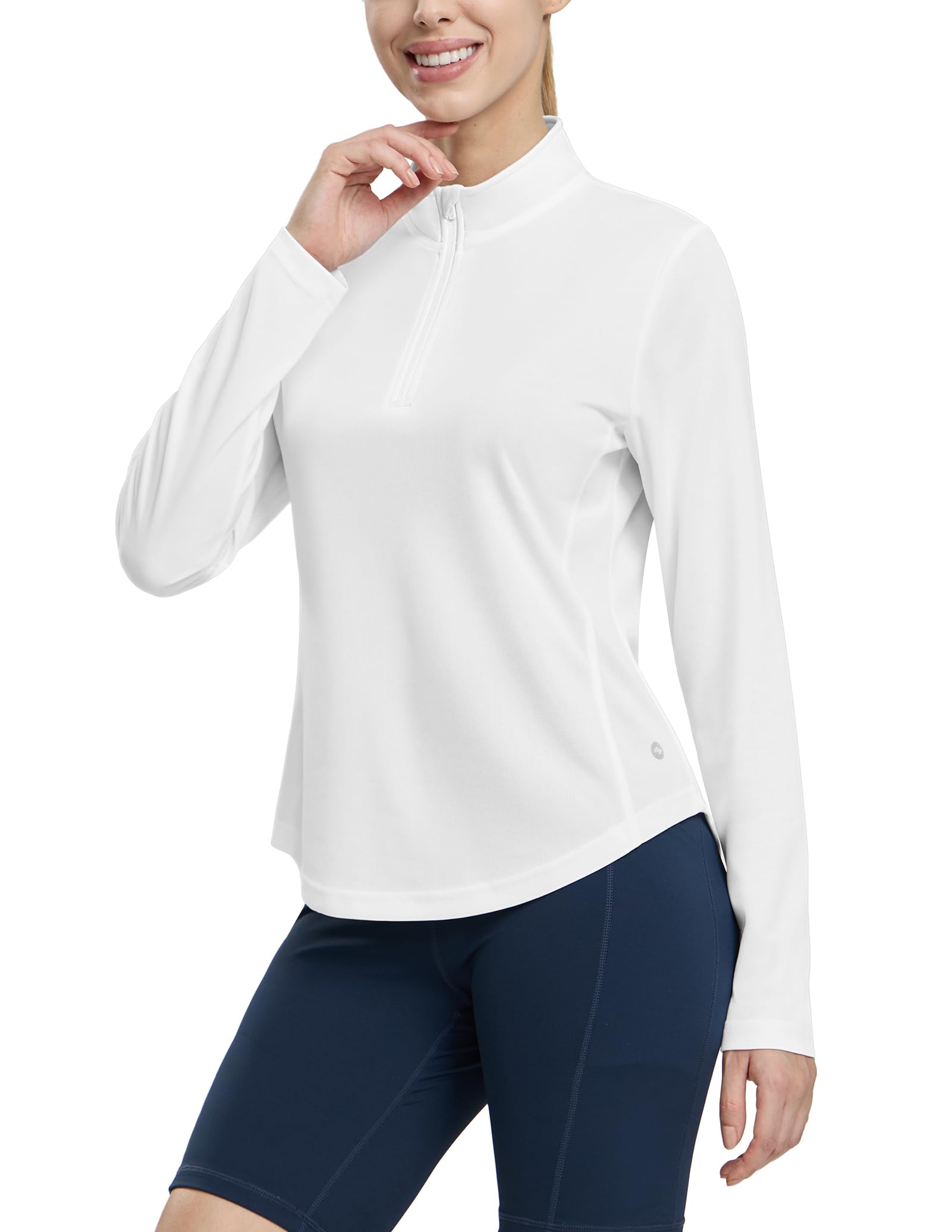 MIER Women's Quarter Zip Long Sleeve Running Shirt with UPF 50+ Women Active Shirt