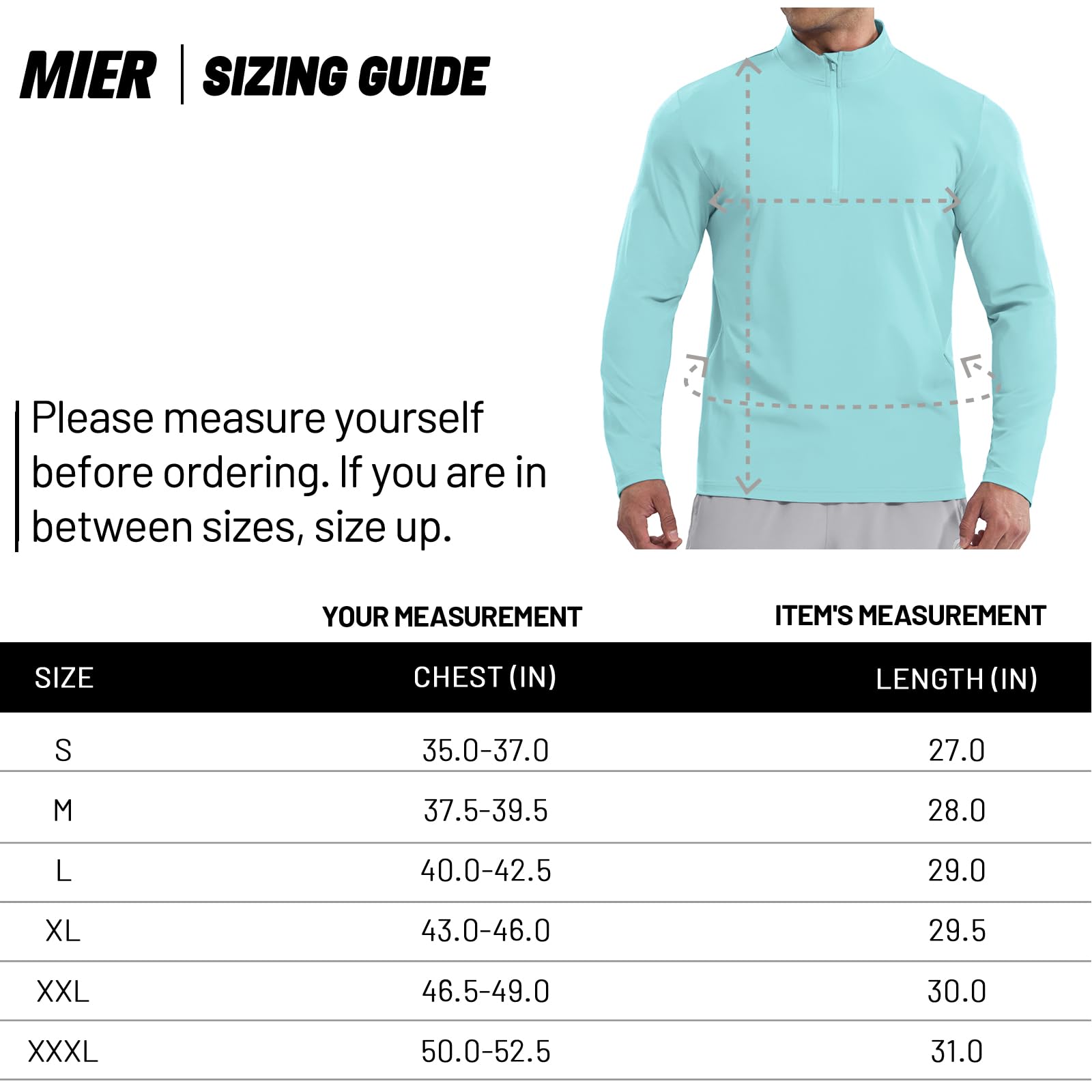 MIER Men’s Quarter Zip Running Long Sleeve, Quick Dry and Reflective Men's Shirt