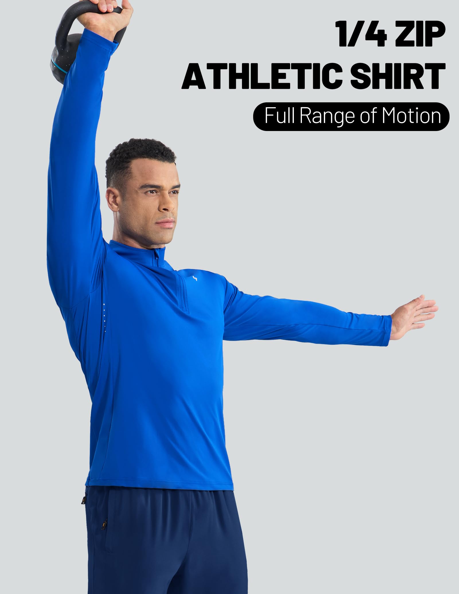 MIER Lightweight Quarter Zip Running Shirt, Breathable and Sun Protection Men's T-Shirts