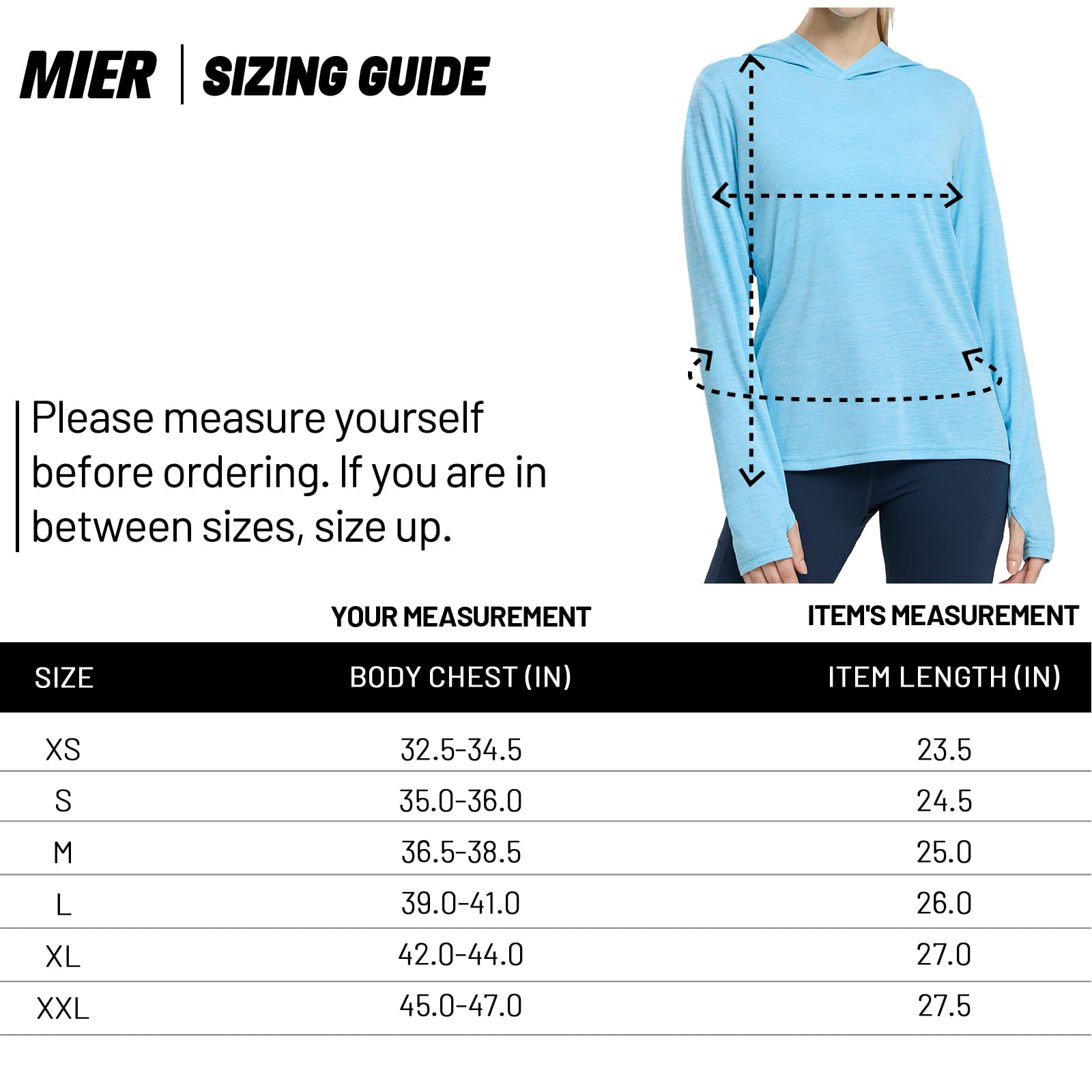 MIER Women's Long Sleeve Hooded Sun Shirt UPF 50+ Performance Hoodie Women Shirts