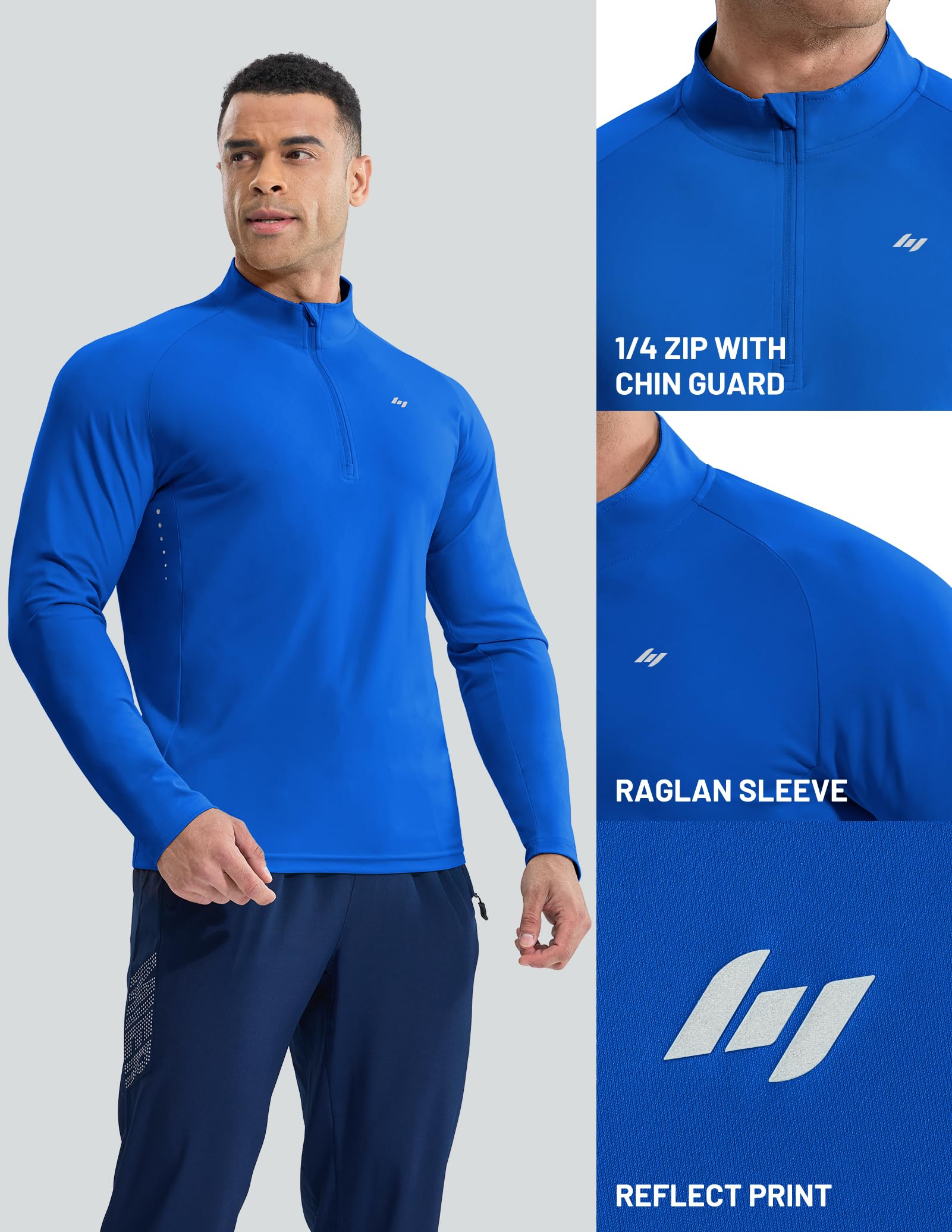 MIER Lightweight Quarter Zip Running Shirt, Breathable and Sun Protection Men's T-Shirts