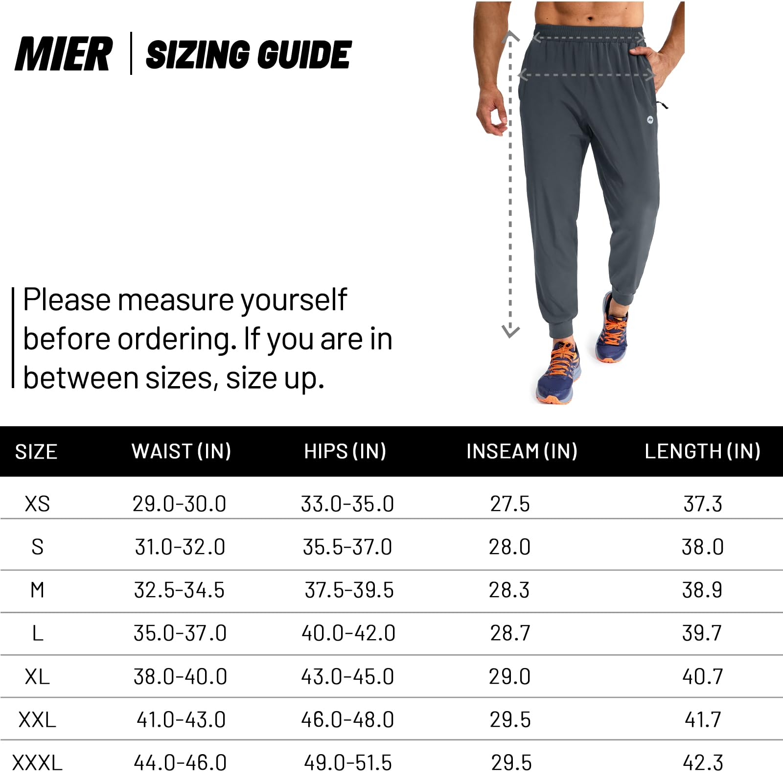 MIER Men's Recycled Quick Dry Running Pants with Zipper Pockets Men's Train Pants