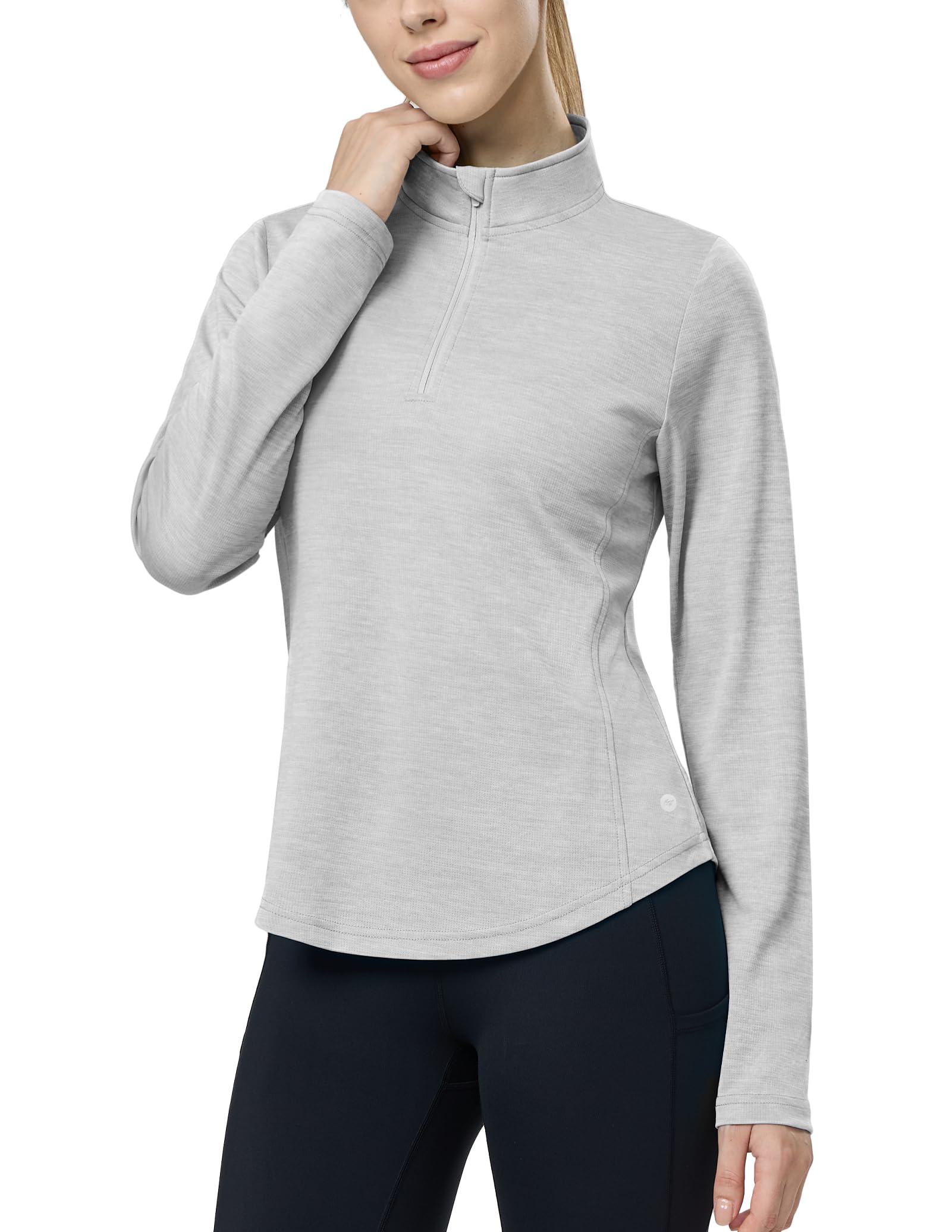 MIER Women's Quarter Zip Long Sleeve Running Shirt with UPF 50+ Women Active Shirt