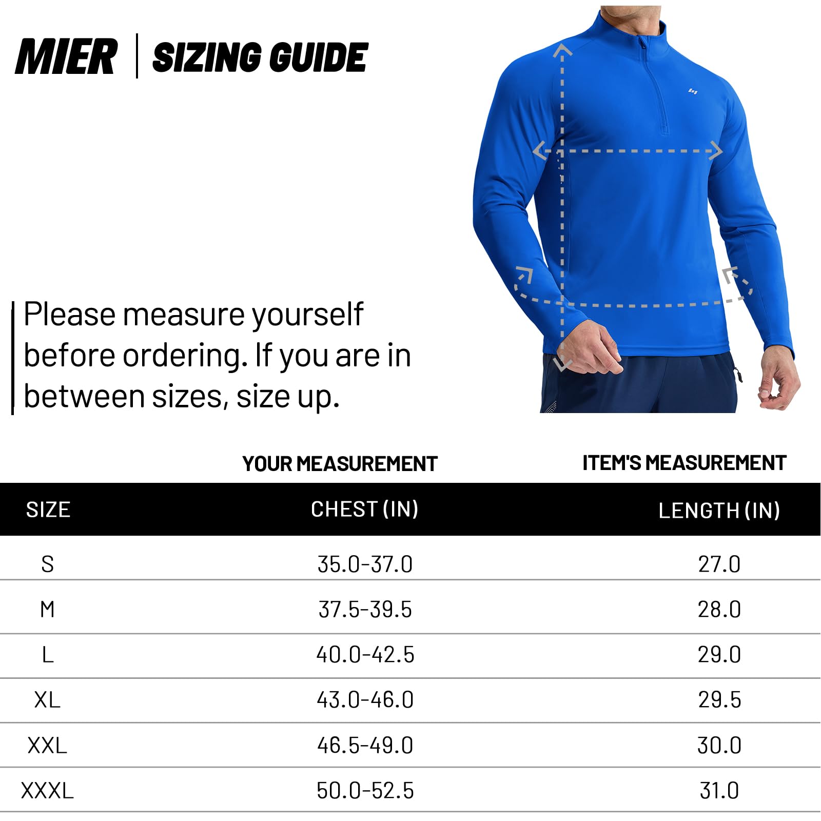 MIER Lightweight Quarter Zip Running Shirt, Breathable and Sun Protection Men's T-Shirts