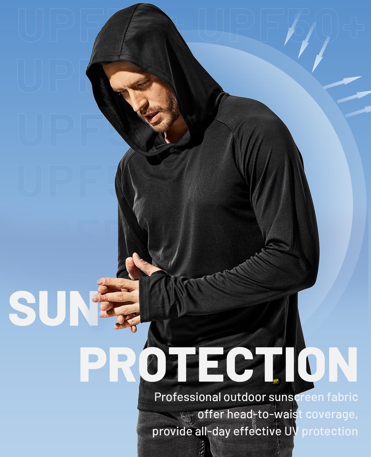 Men's UPF 50+ Sun Protection Hoodie SPF Thumbhole Shirts